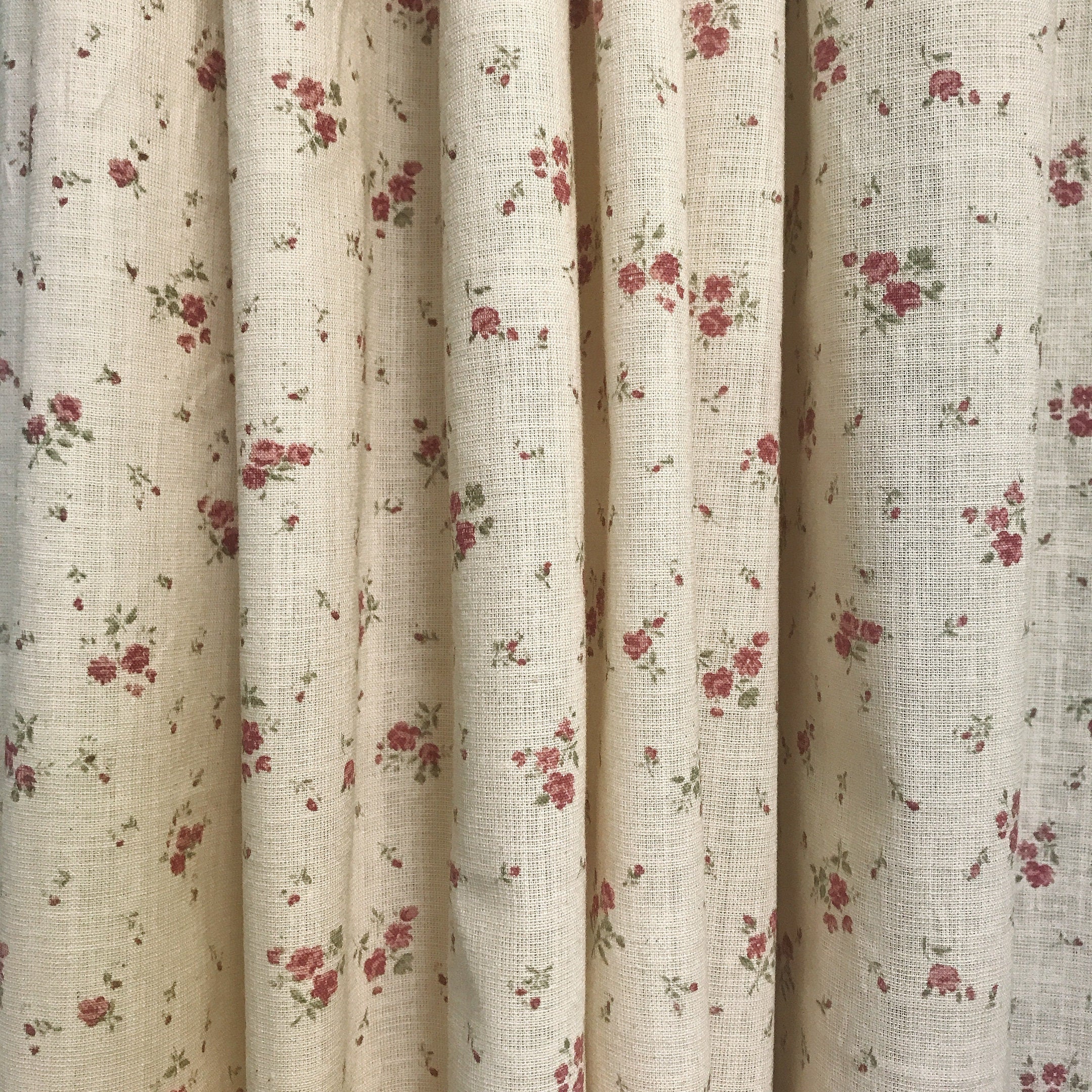 Soft Burgundy Floral Curtain on Natural Beige