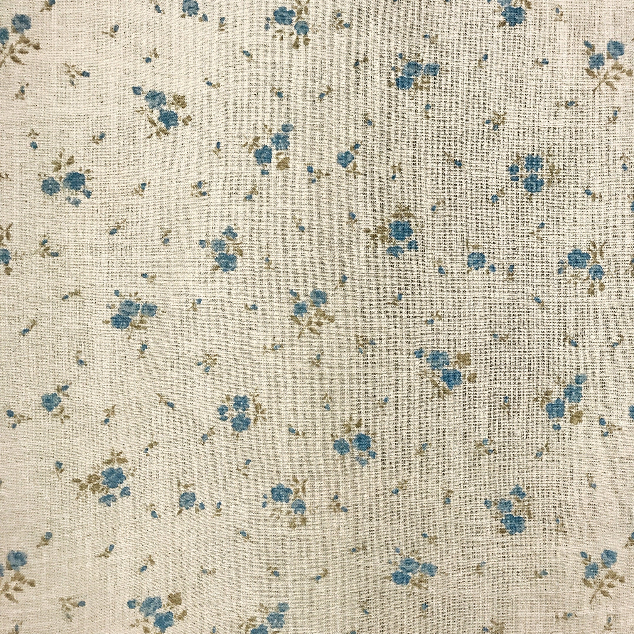 Soft Blue Tiny Floral Curtain on Natural Beige