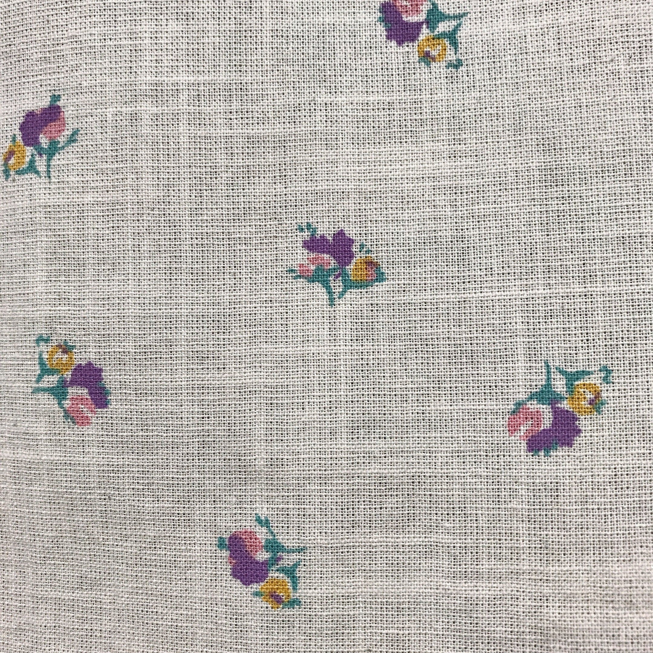 Purple Pink Mustard Floral Curtain on Natural Beige