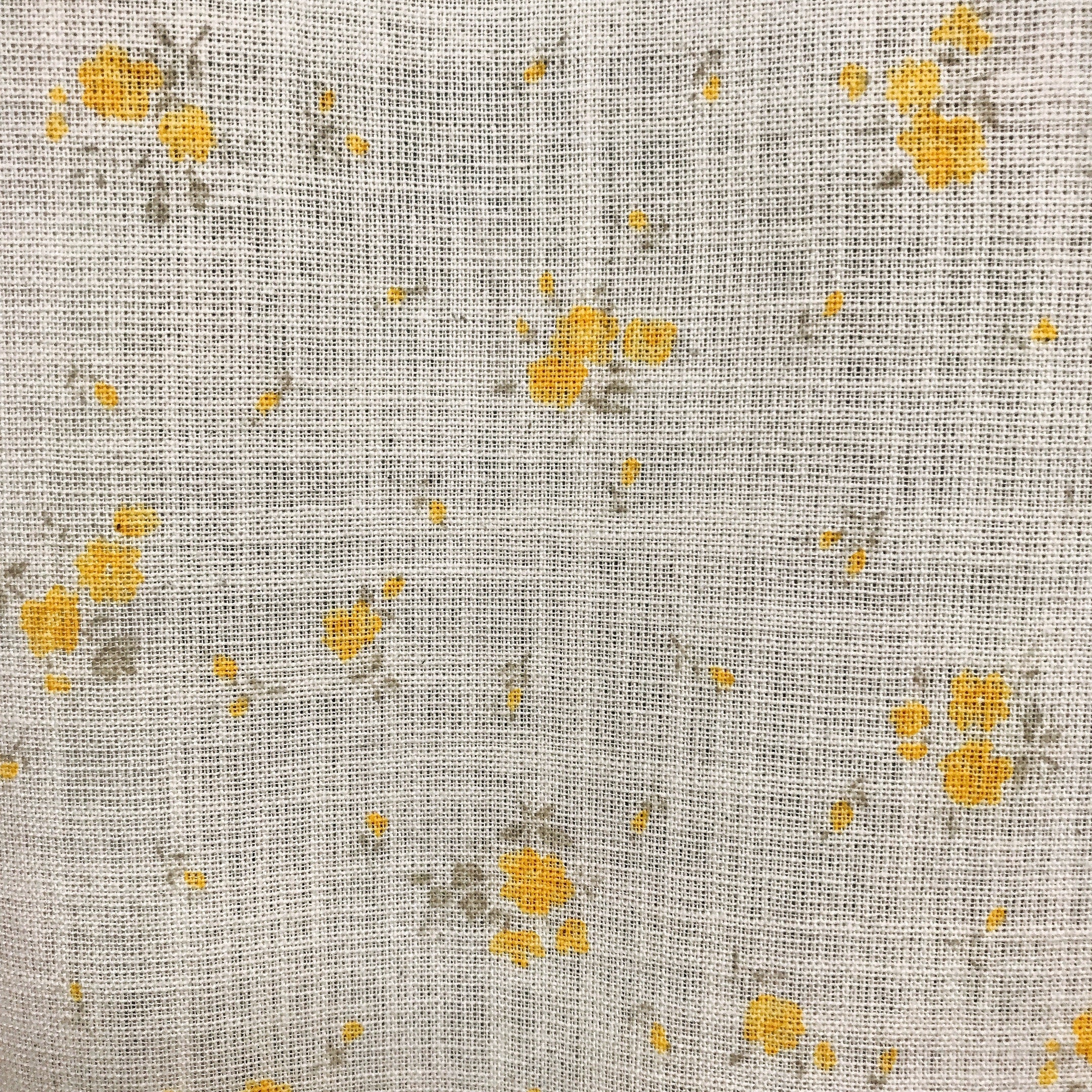 Pale Orange Yellow Floral Curtain on Natural Beige