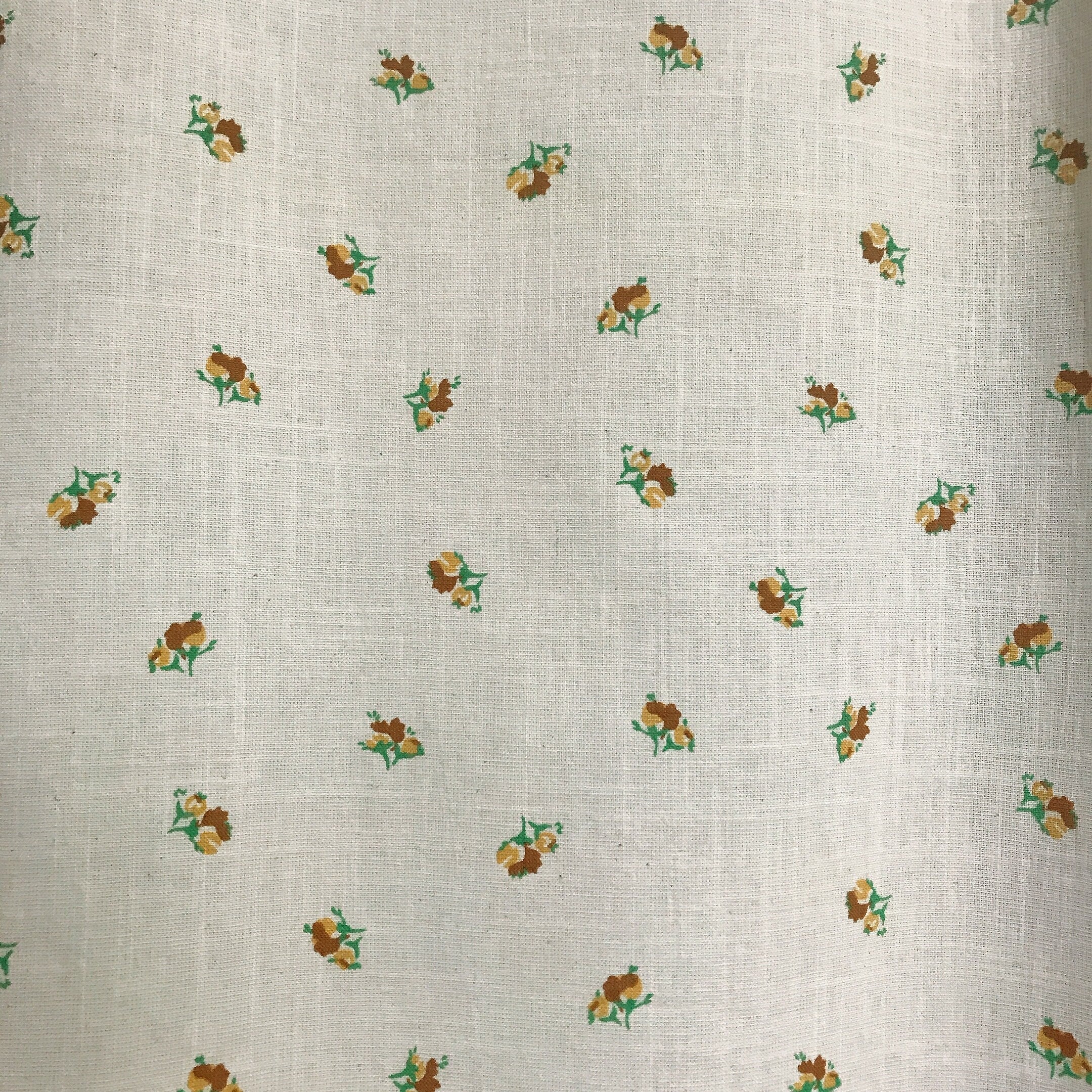 Tiny Floral Curtain in Mustard Yellow on Natural Beige