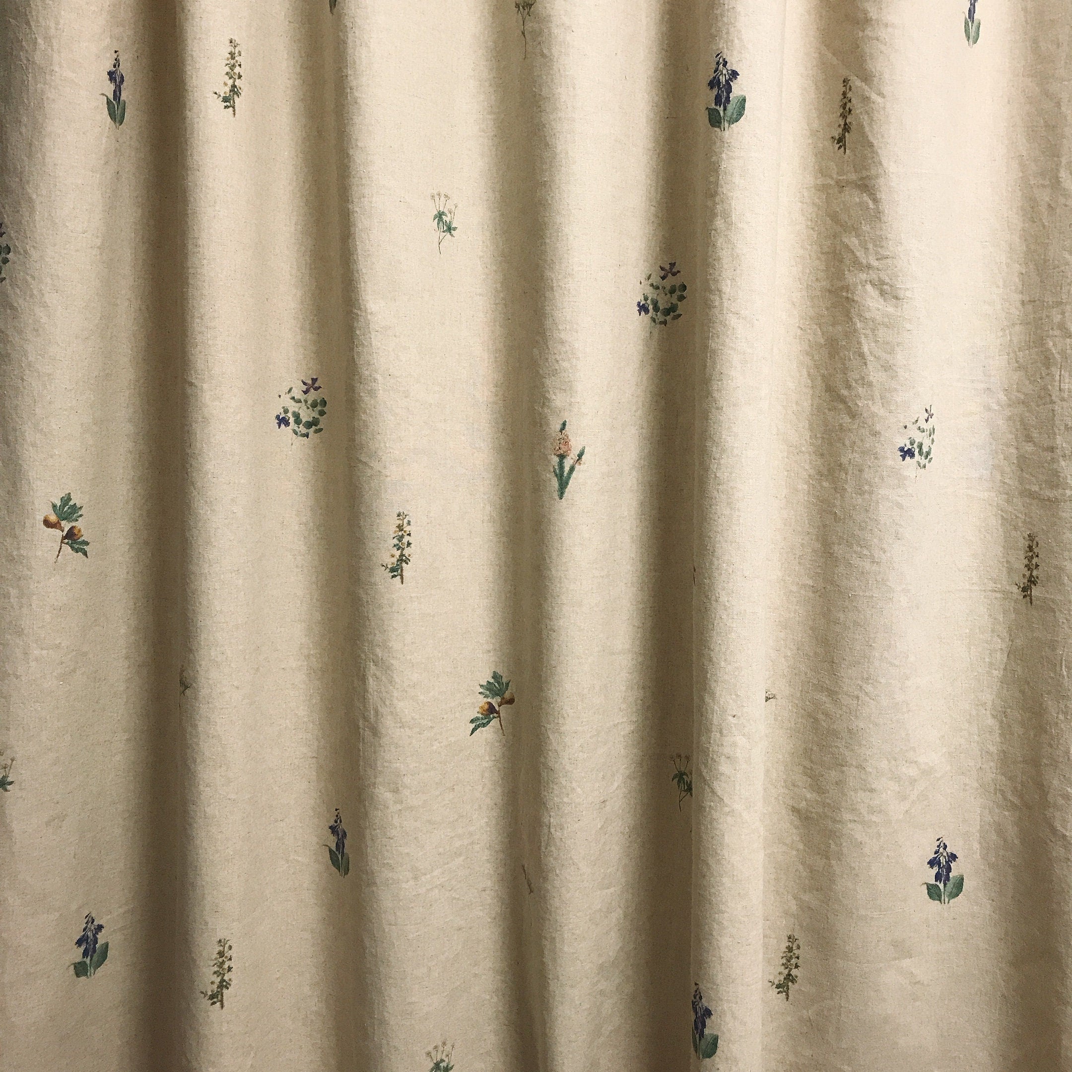 Subtle Botanical Curtain on Natural Beige