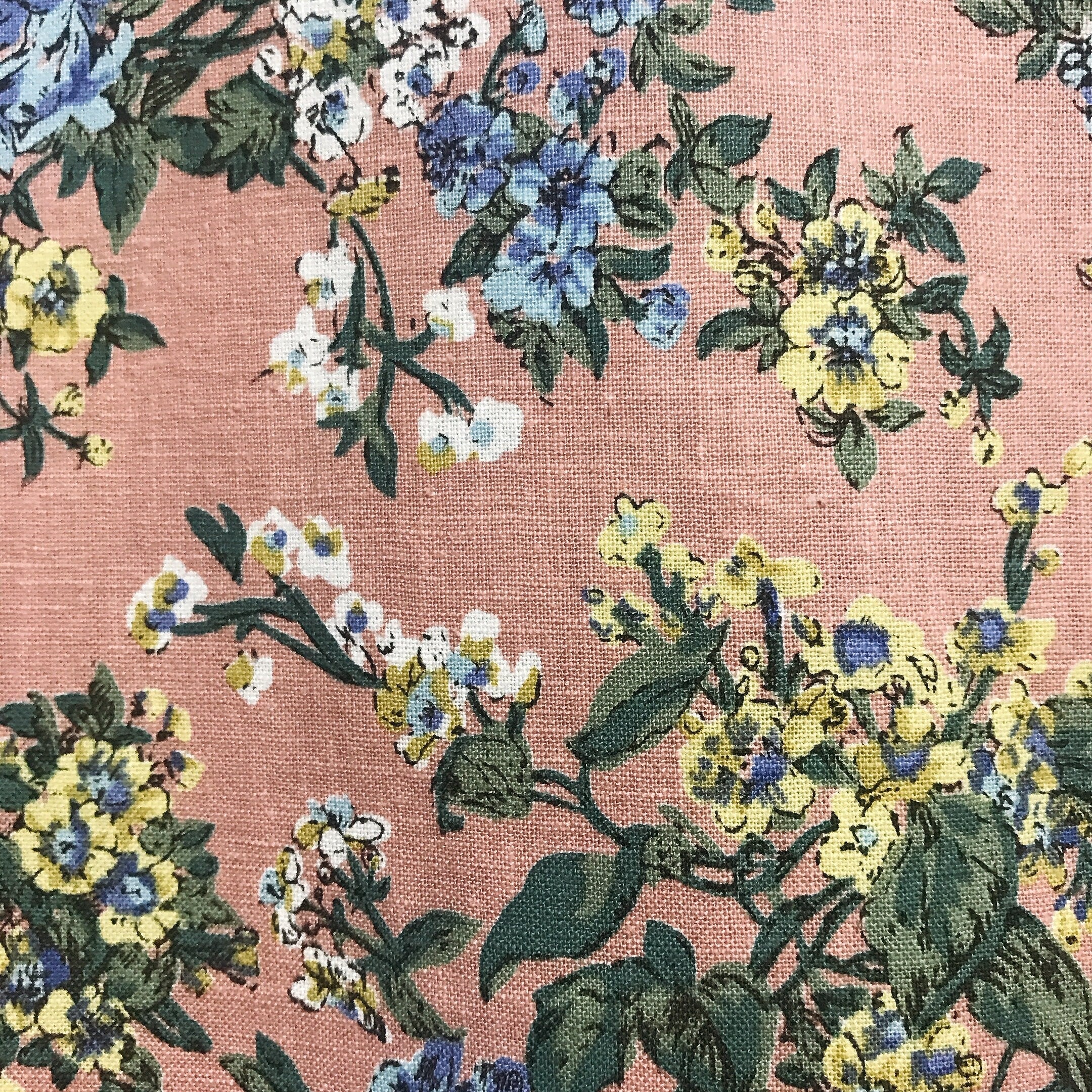 Purple Yellow Floral Curtain With Dark Indigo and Pink Accents