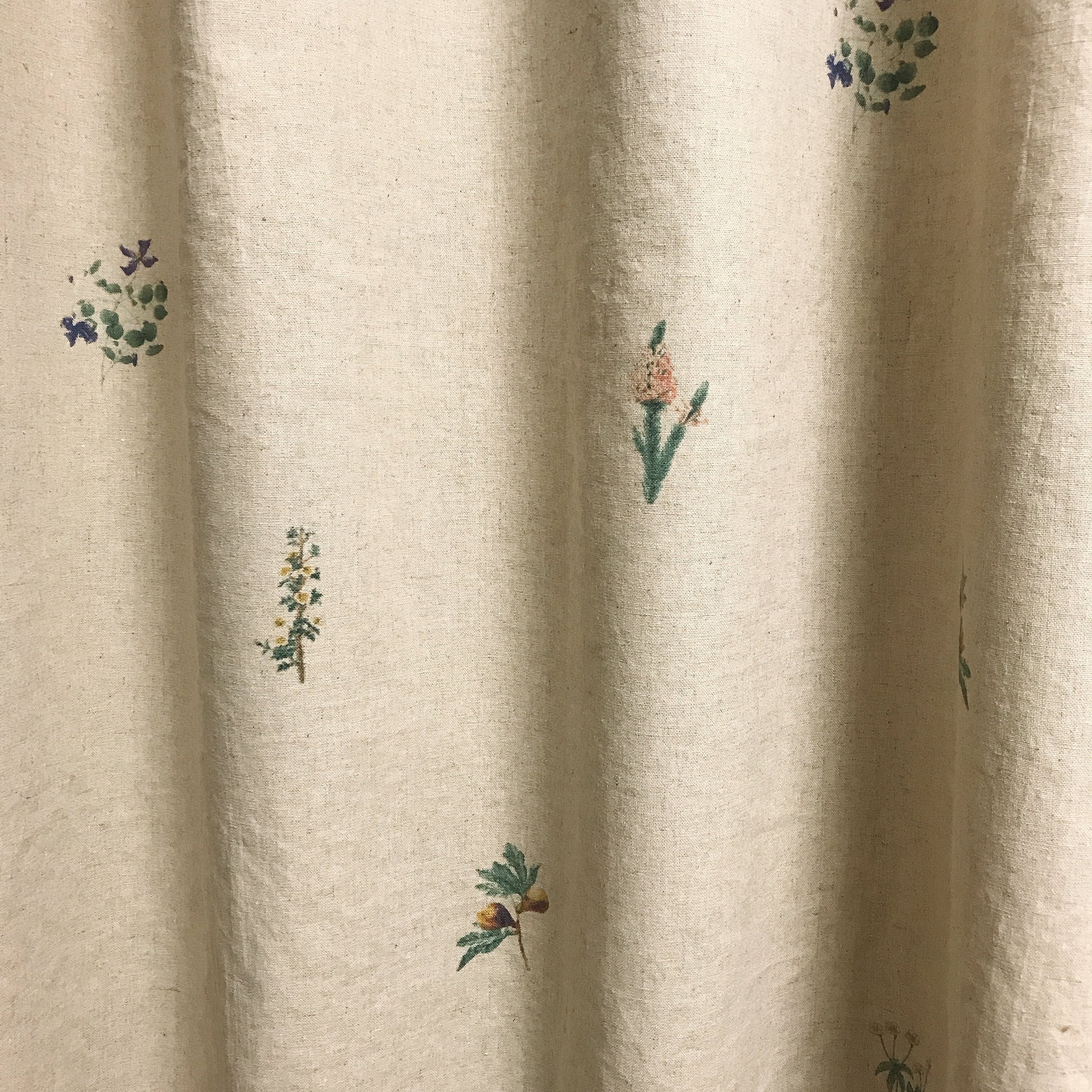 Subtle Botanical Curtain on Natural Beige