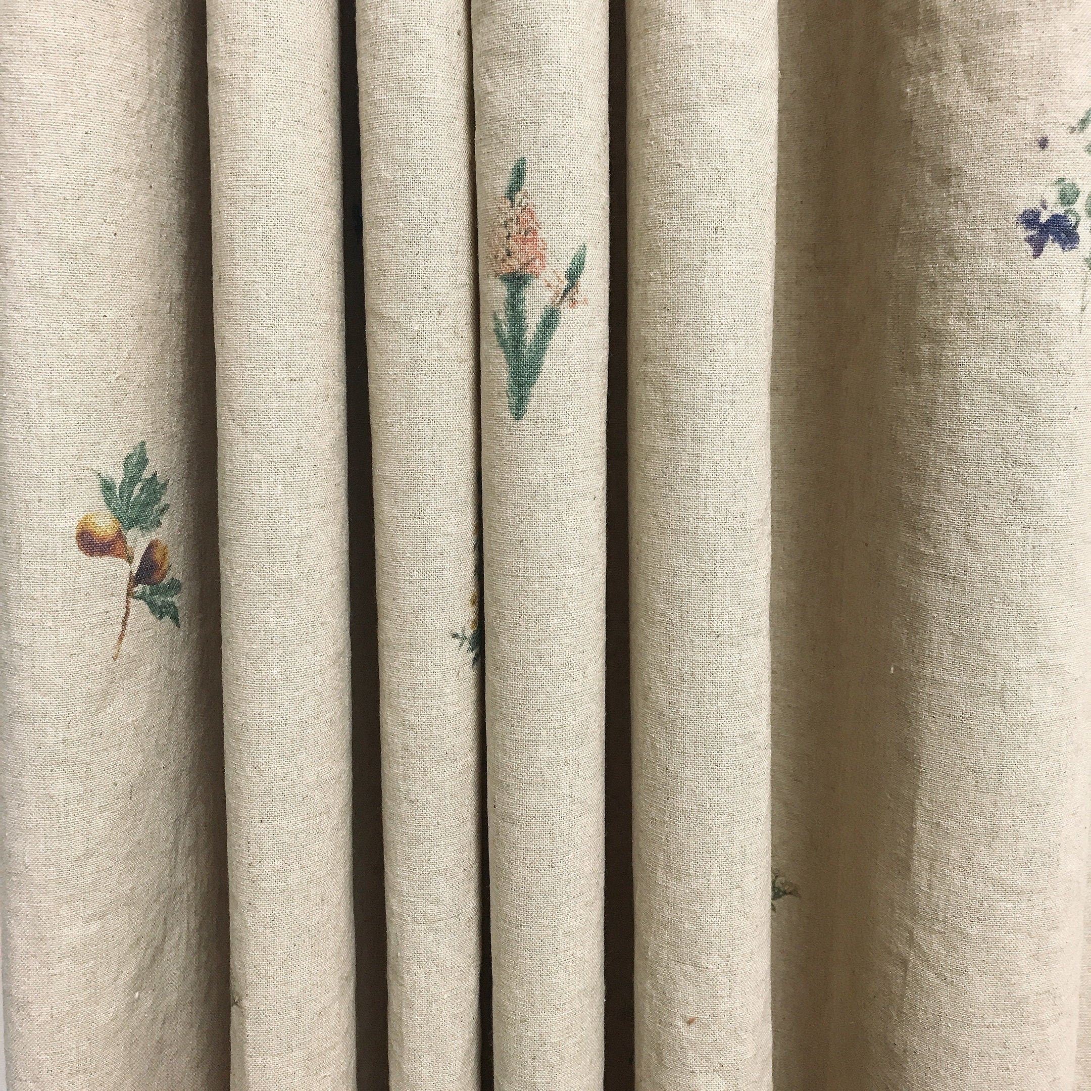 Subtle Botanical Curtain on Natural Beige