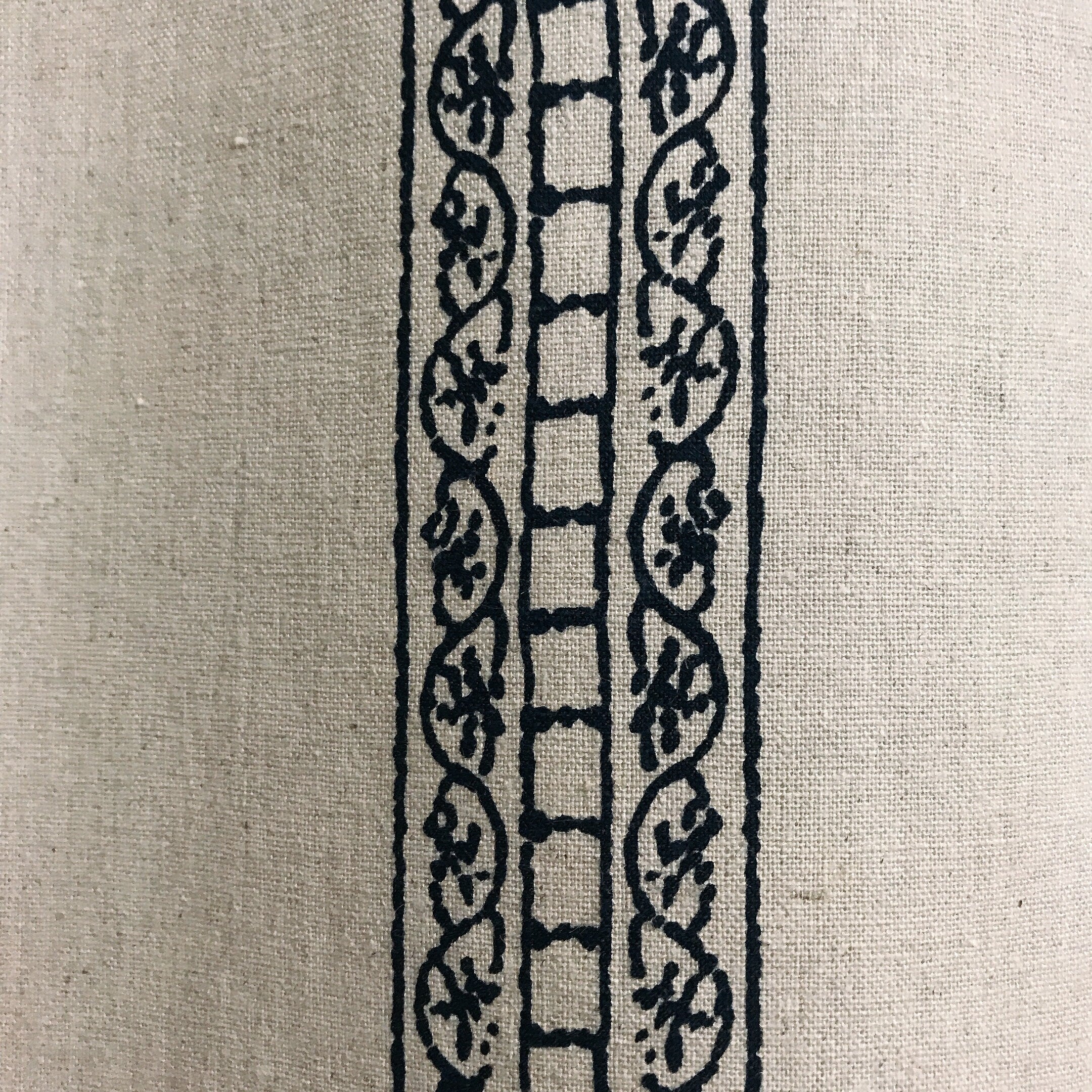 Navy Blue Motif Curtain on Natural Beige