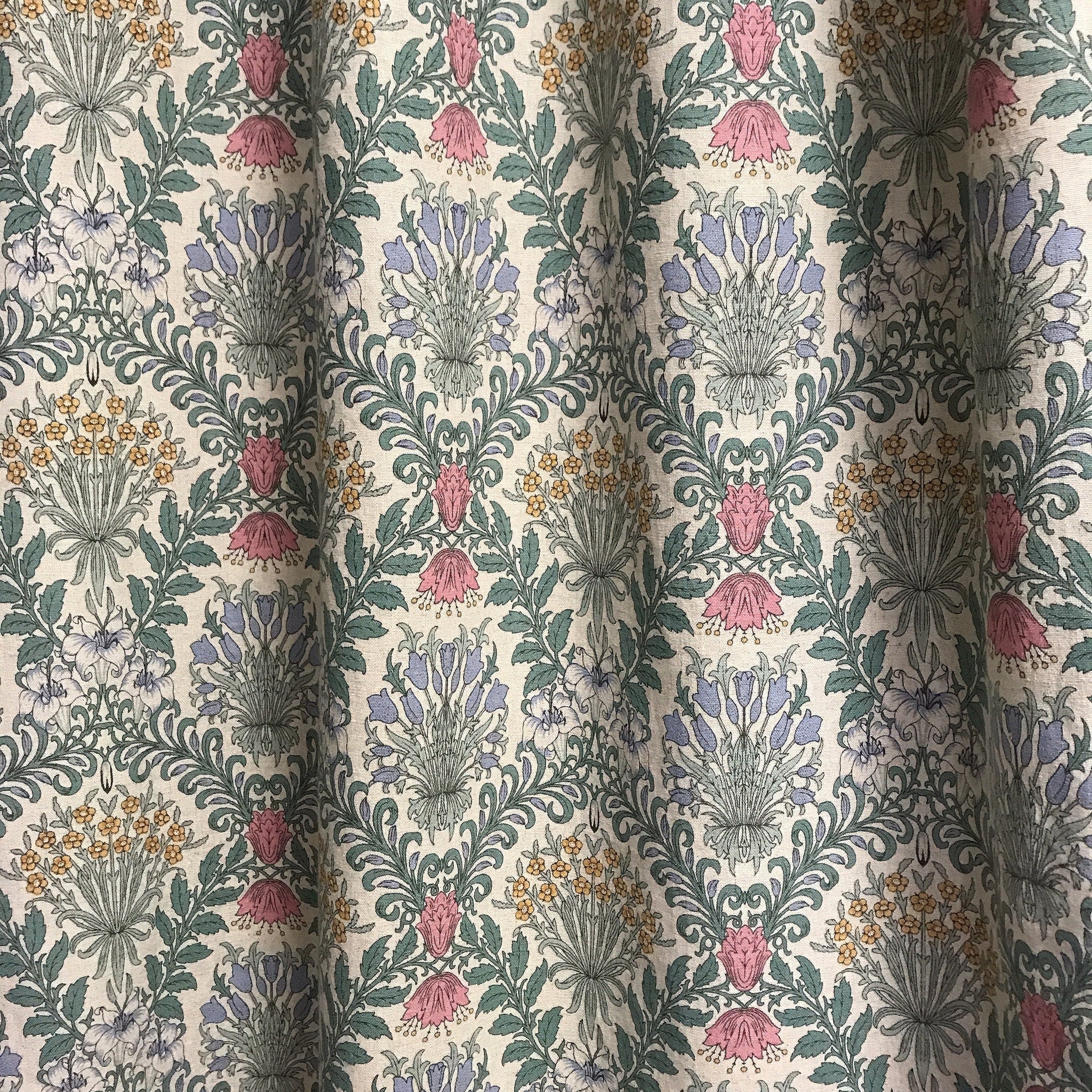 Multicolor Botanical Floral Curtain on Natural Beige