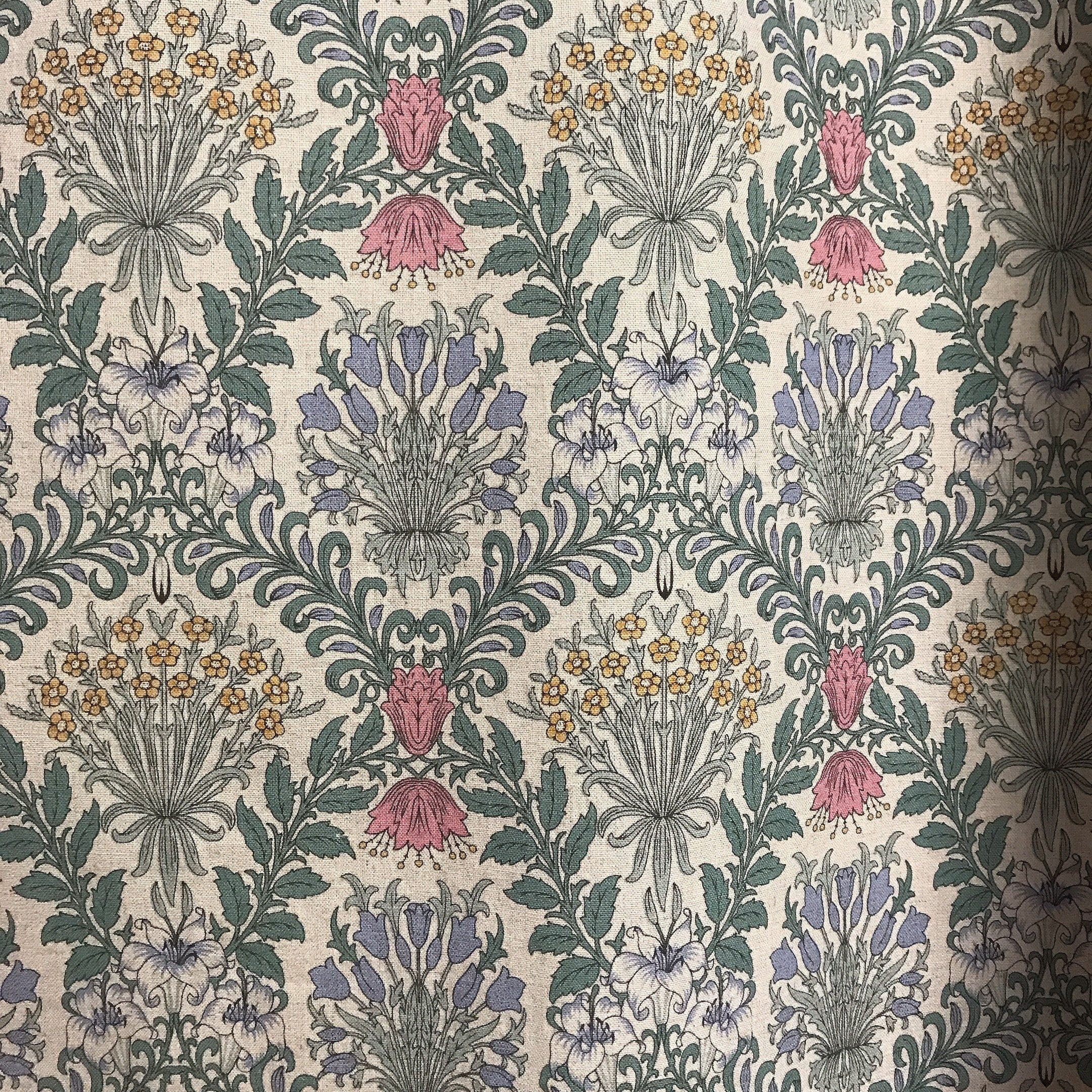 Multicolor Botanical Floral Curtain on Natural Beige