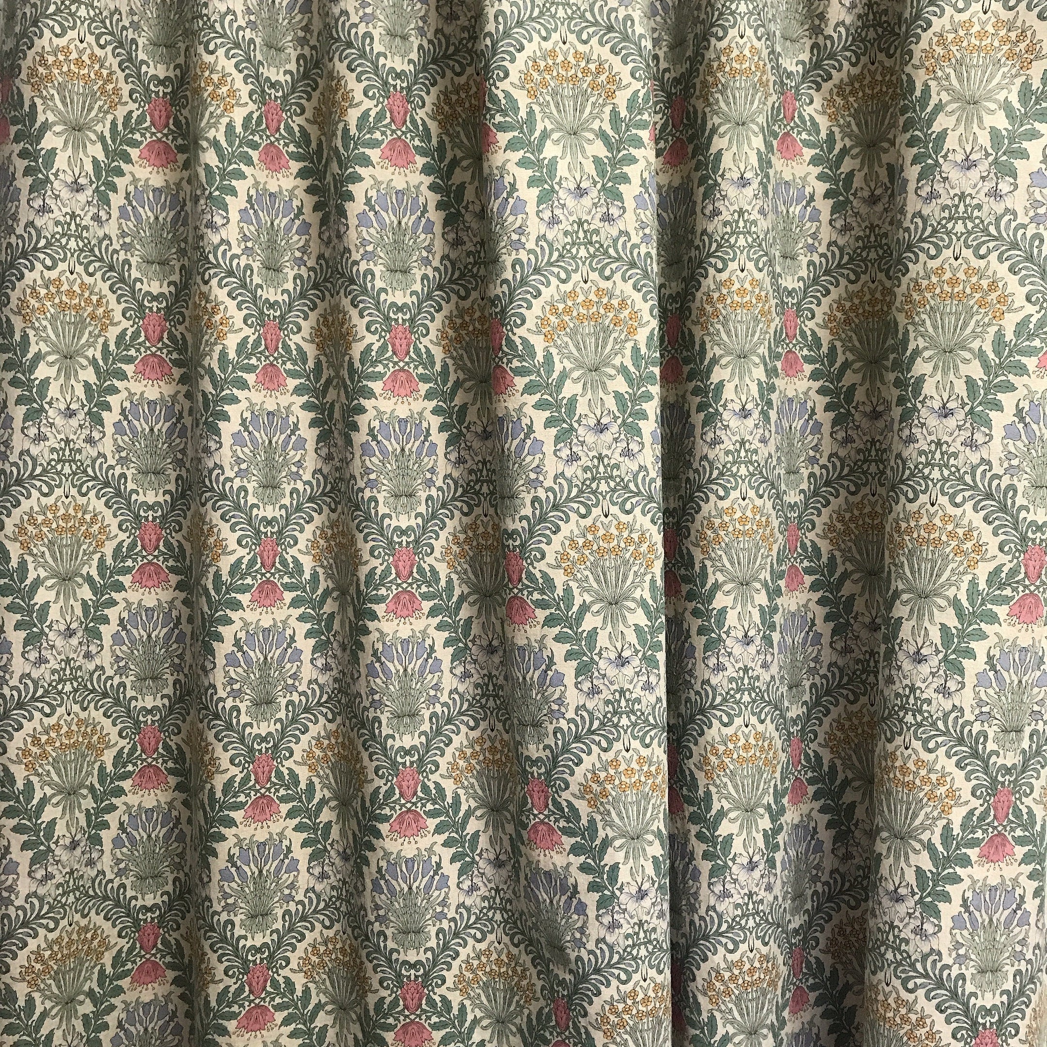 Multicolor Botanical Floral Curtain on Natural Beige