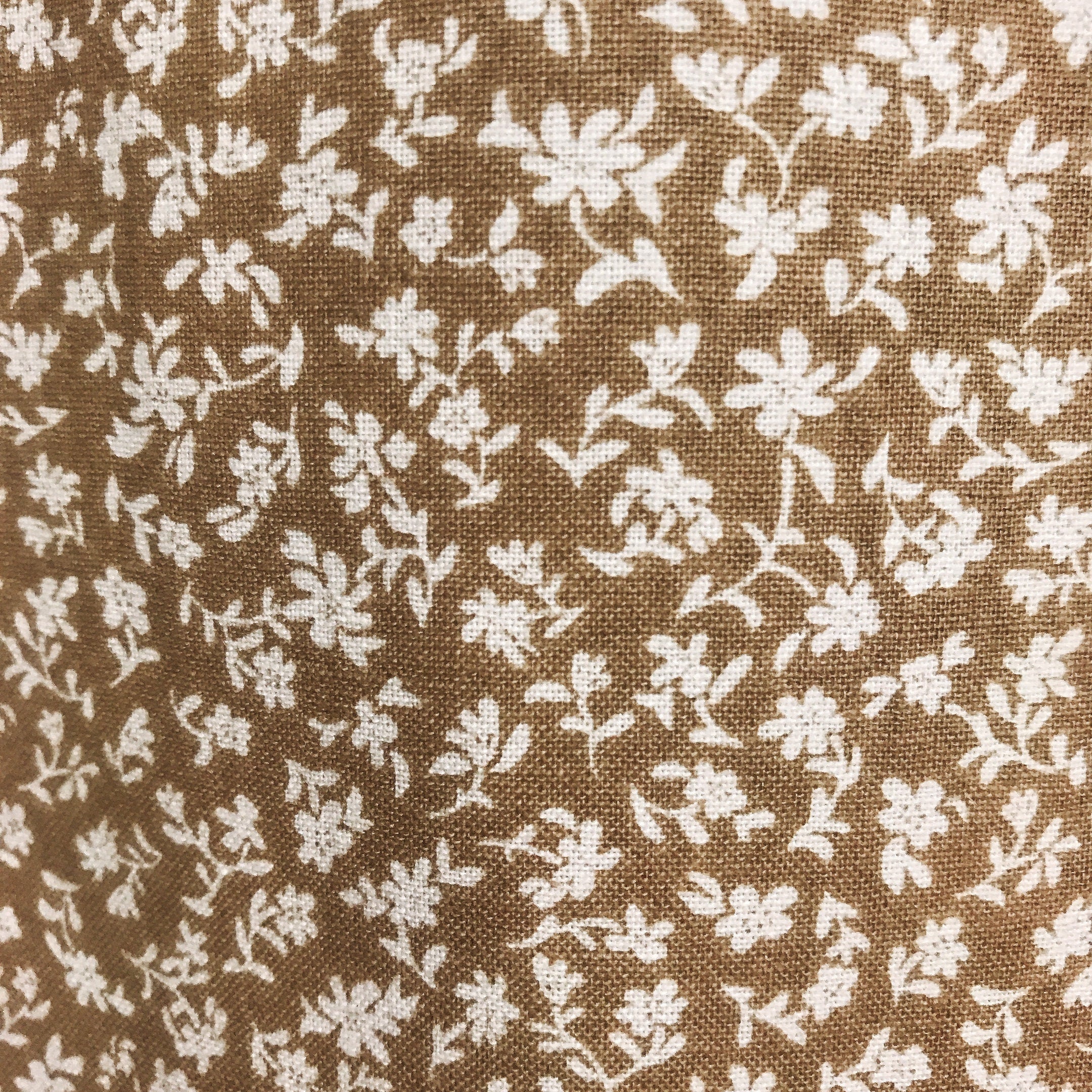 Petite White Floral Curtain on Natural Mocha