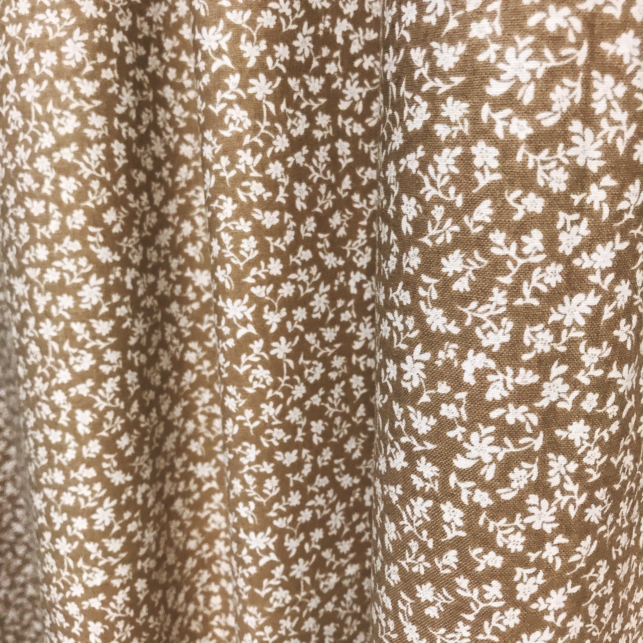 Petite White Floral Curtain on Natural Mocha