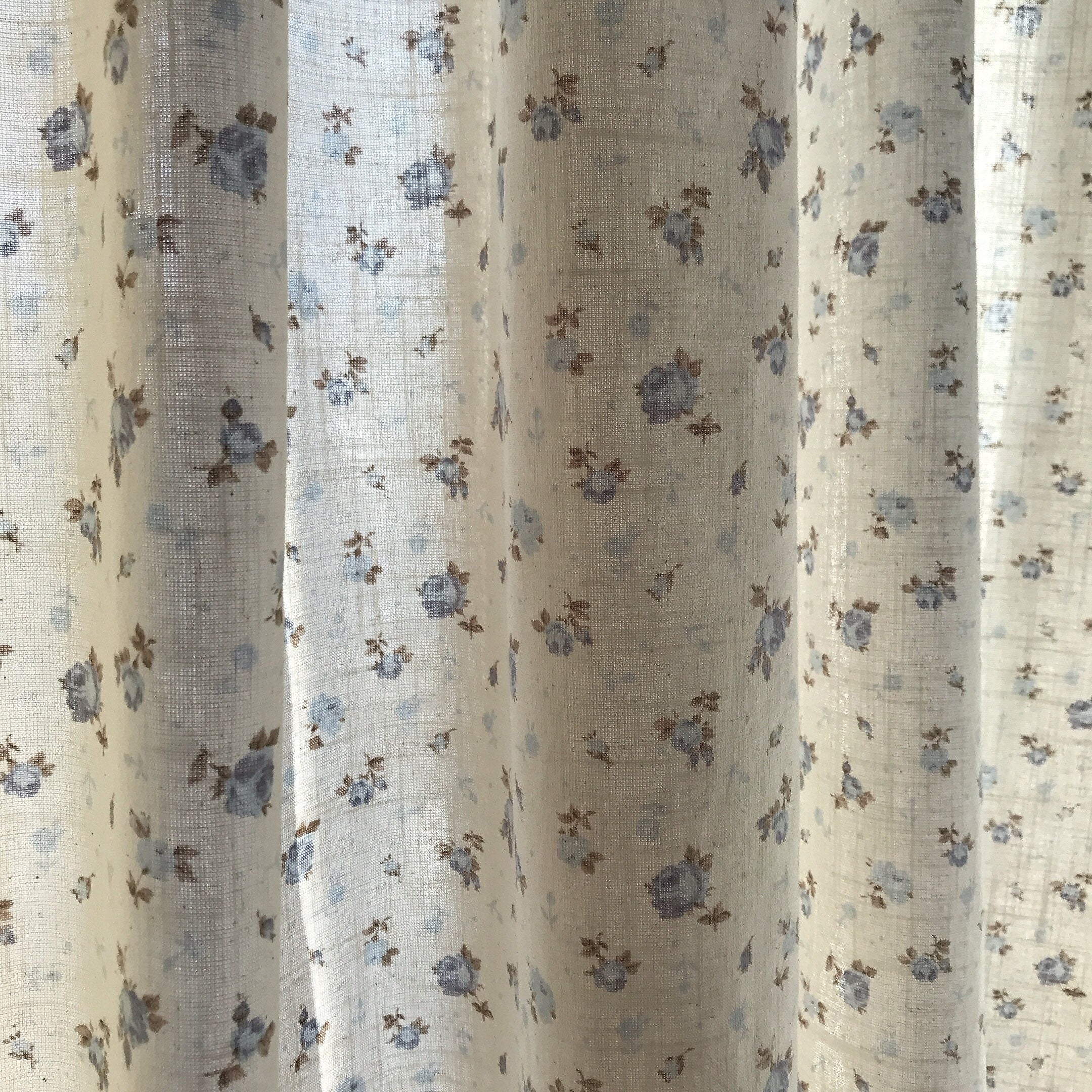 Blue and Purple Floral Curtain on Natural Beige