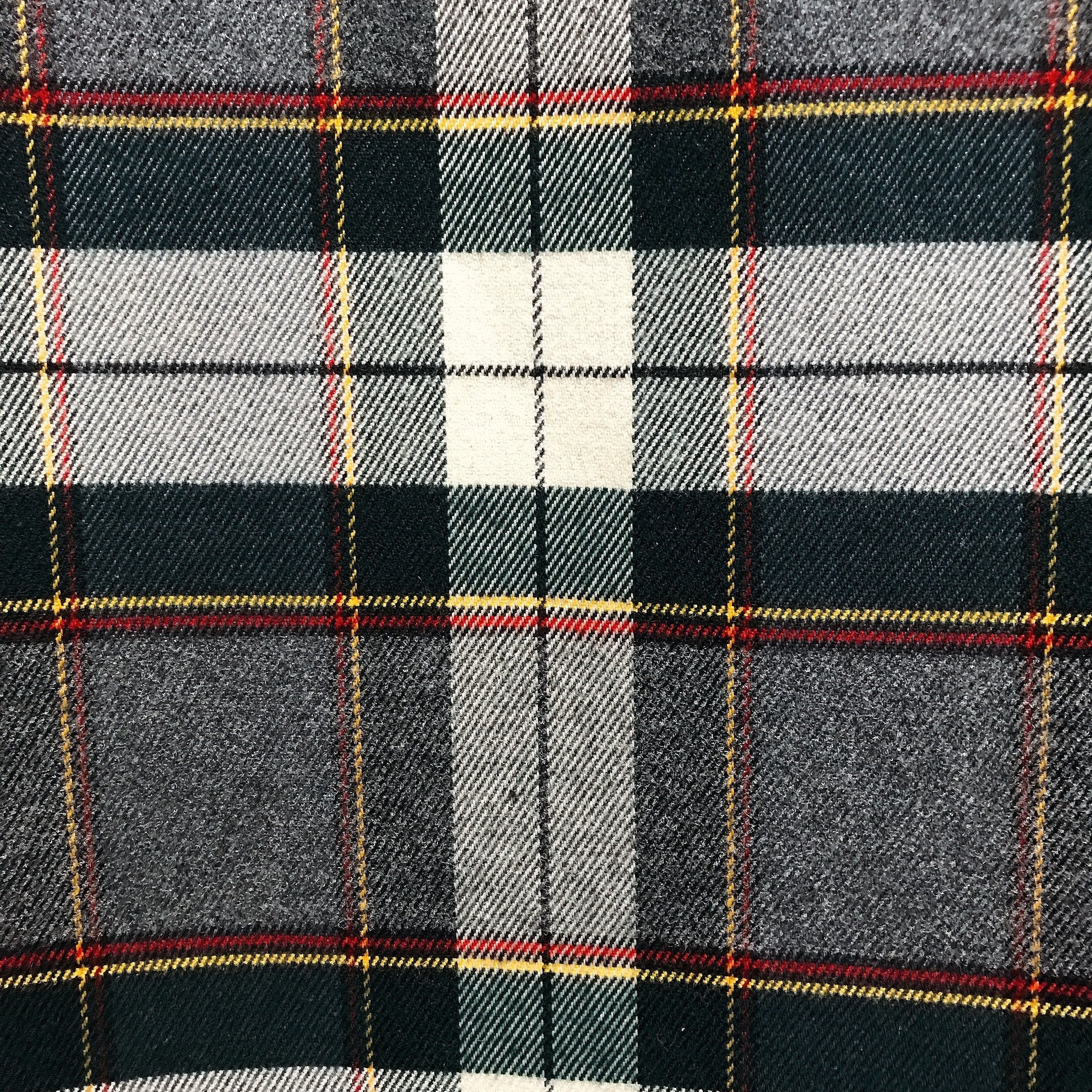 Brushed Tartan Plaid Curtain in Grey and Dark Green
