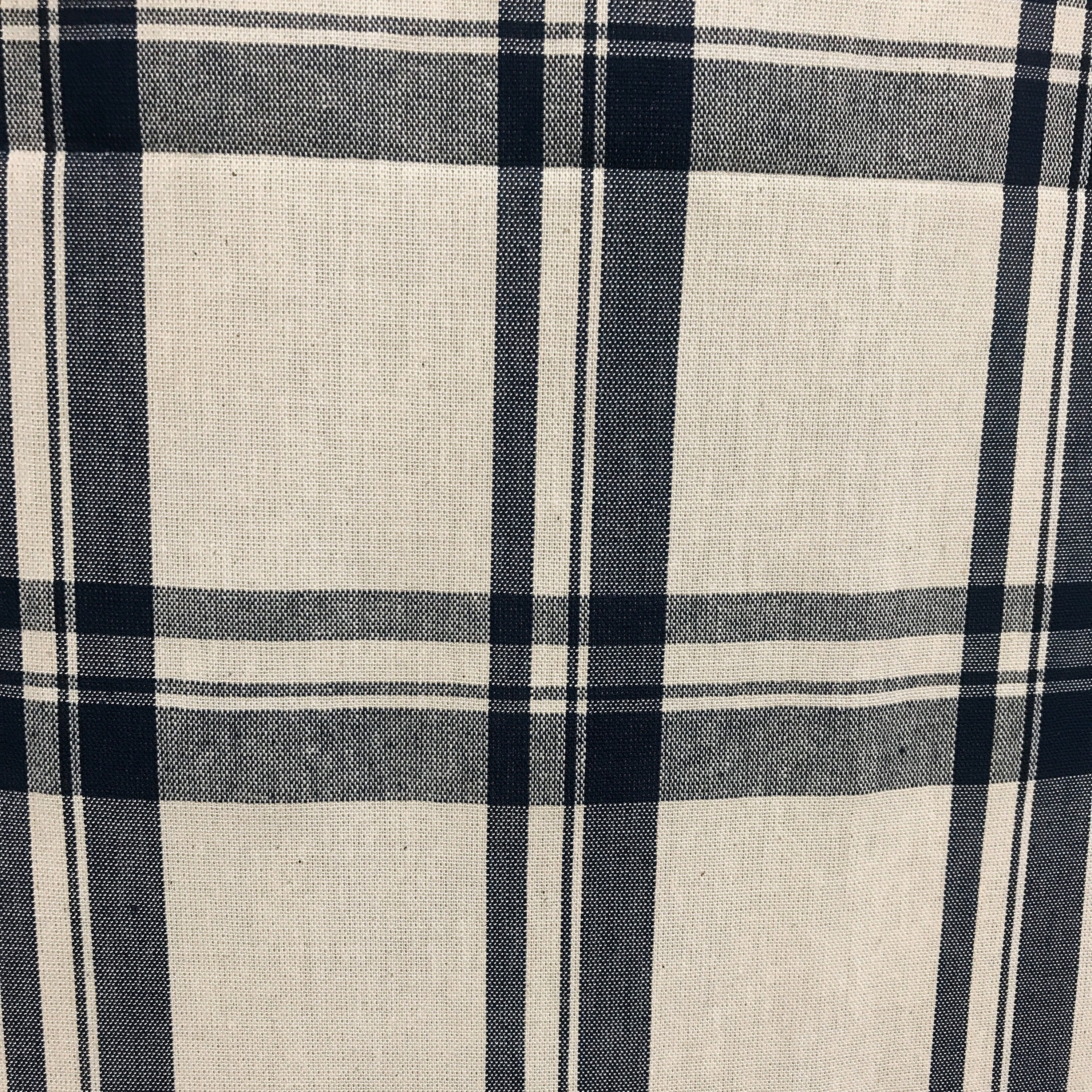 Spruce Blue Check Curtain on Ivory