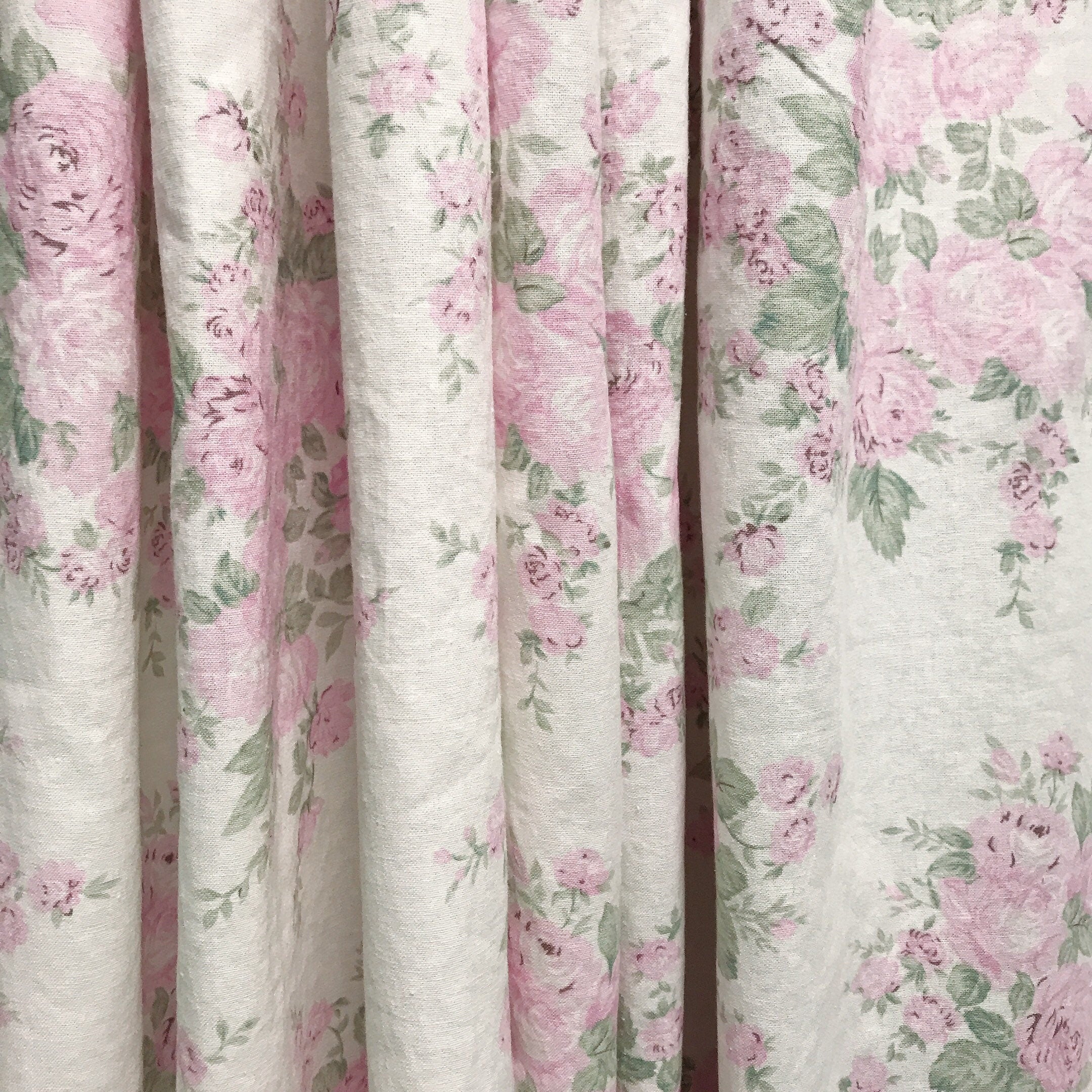 Light Pink Floral Curtain on White