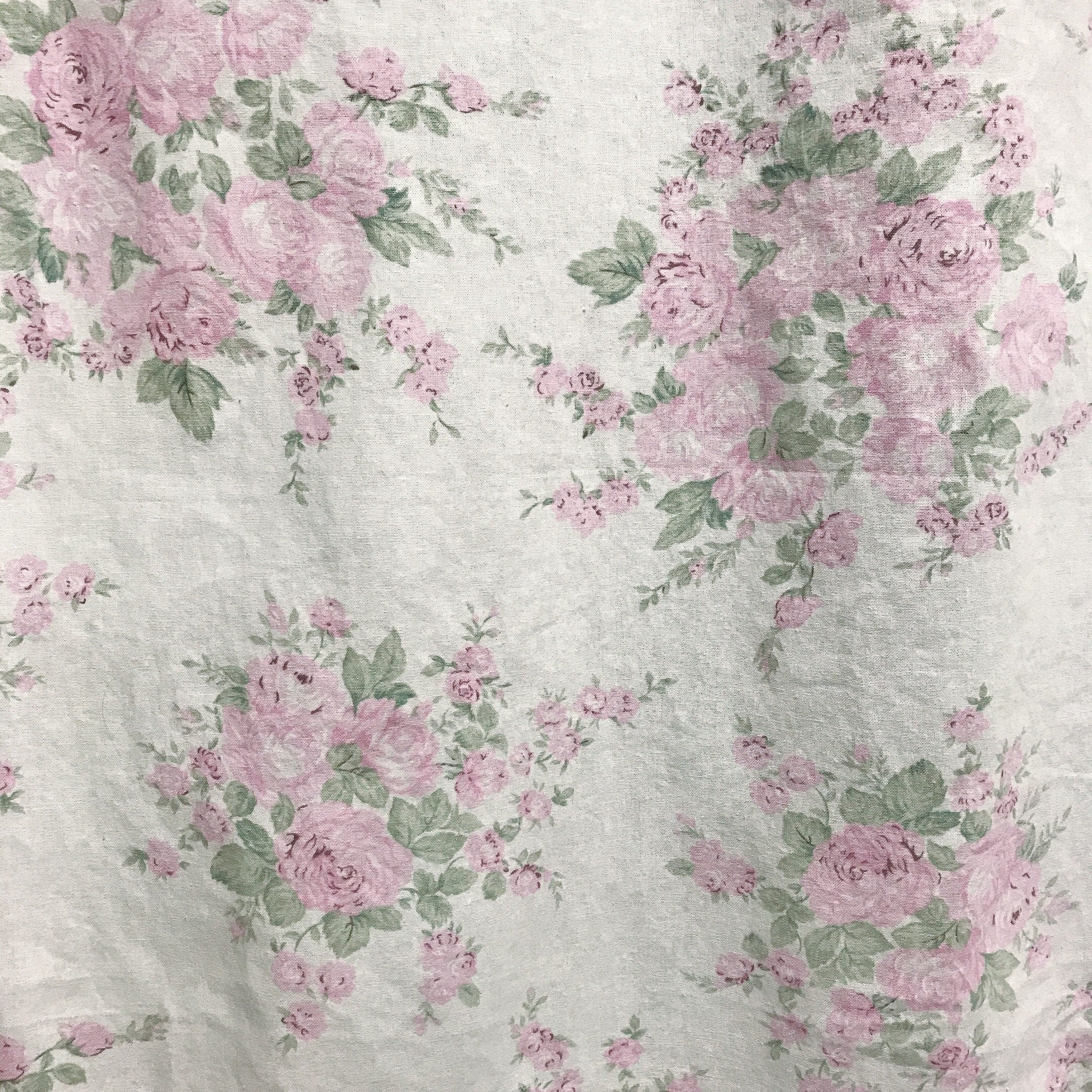 Light Pink Floral Curtain on White