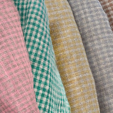 Green Mini Gingham Linen Curtain