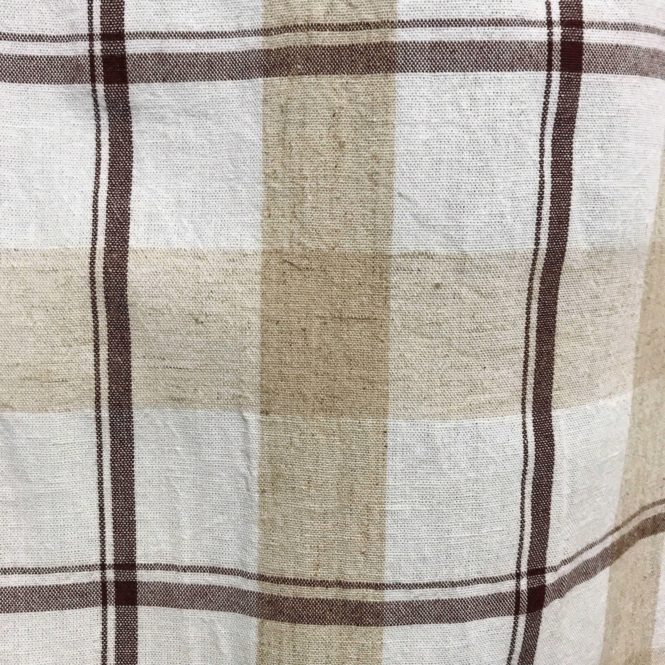 Brown Beige and Ivory Plaid Curtain