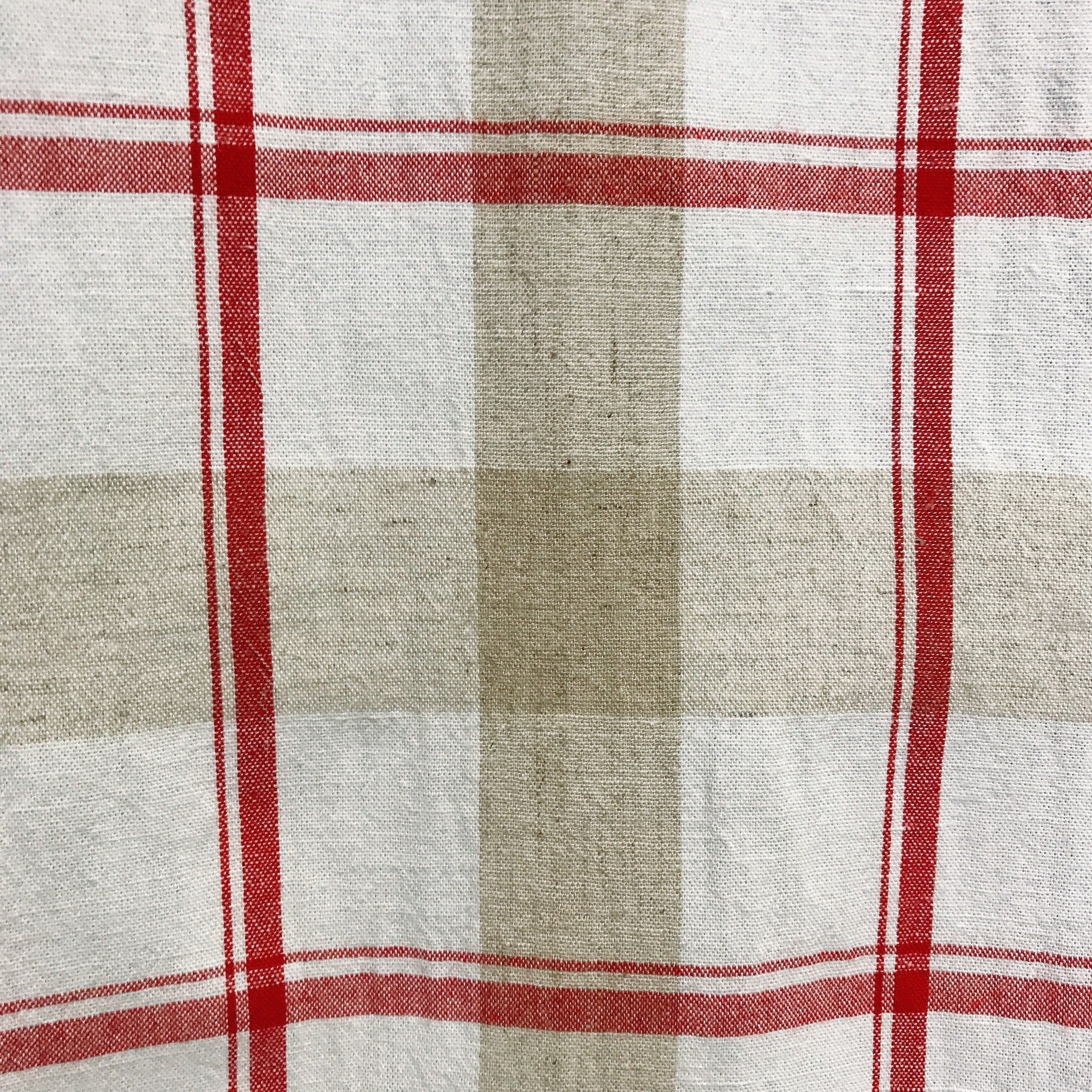 Red Beige and Ivory Plaid Curtain