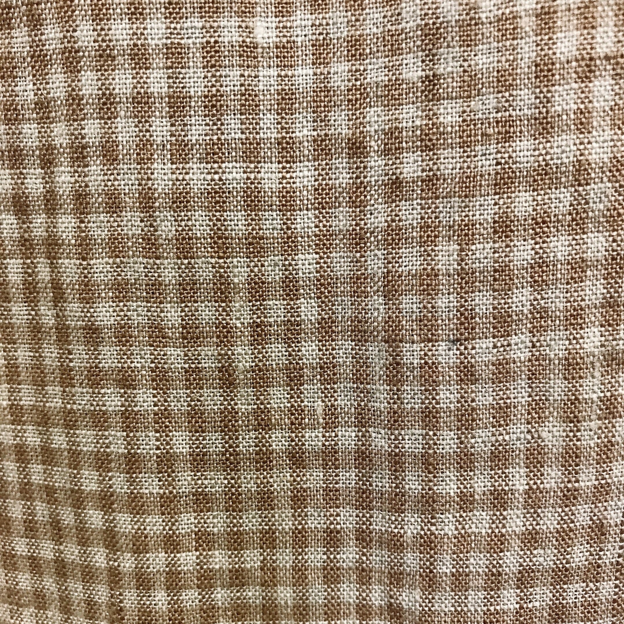 Brown and Natural Beige Tiny Plaid Curtain