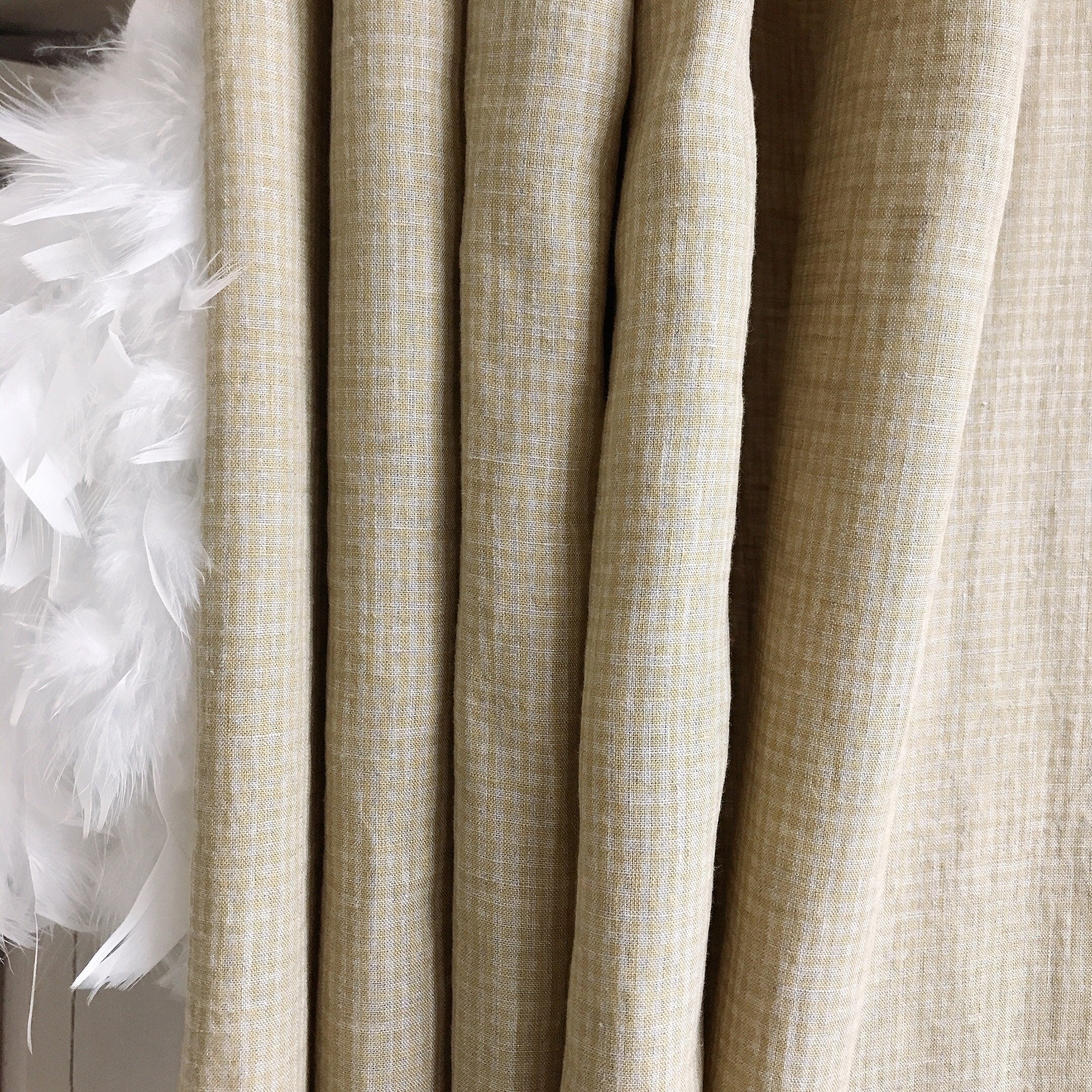 Soft Mustard Mini Gingham Linen Curtain