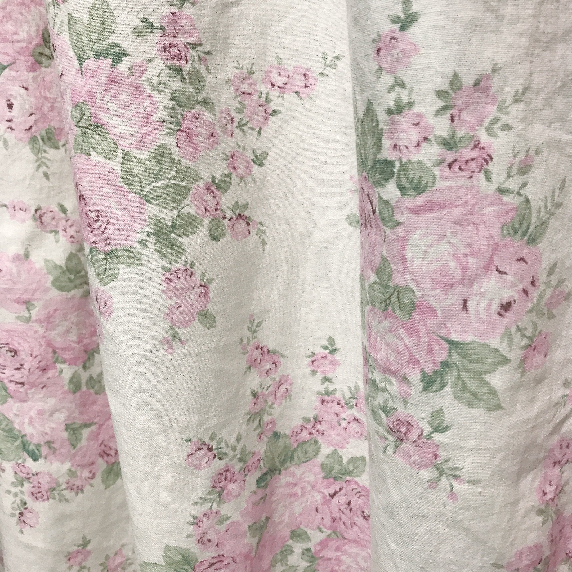 Light Pink Floral Curtain on White
