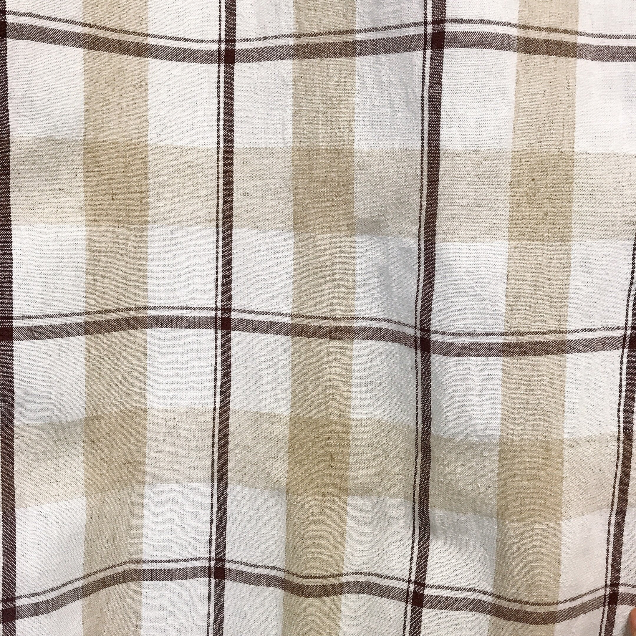 Brown Beige and Ivory Plaid Curtain
