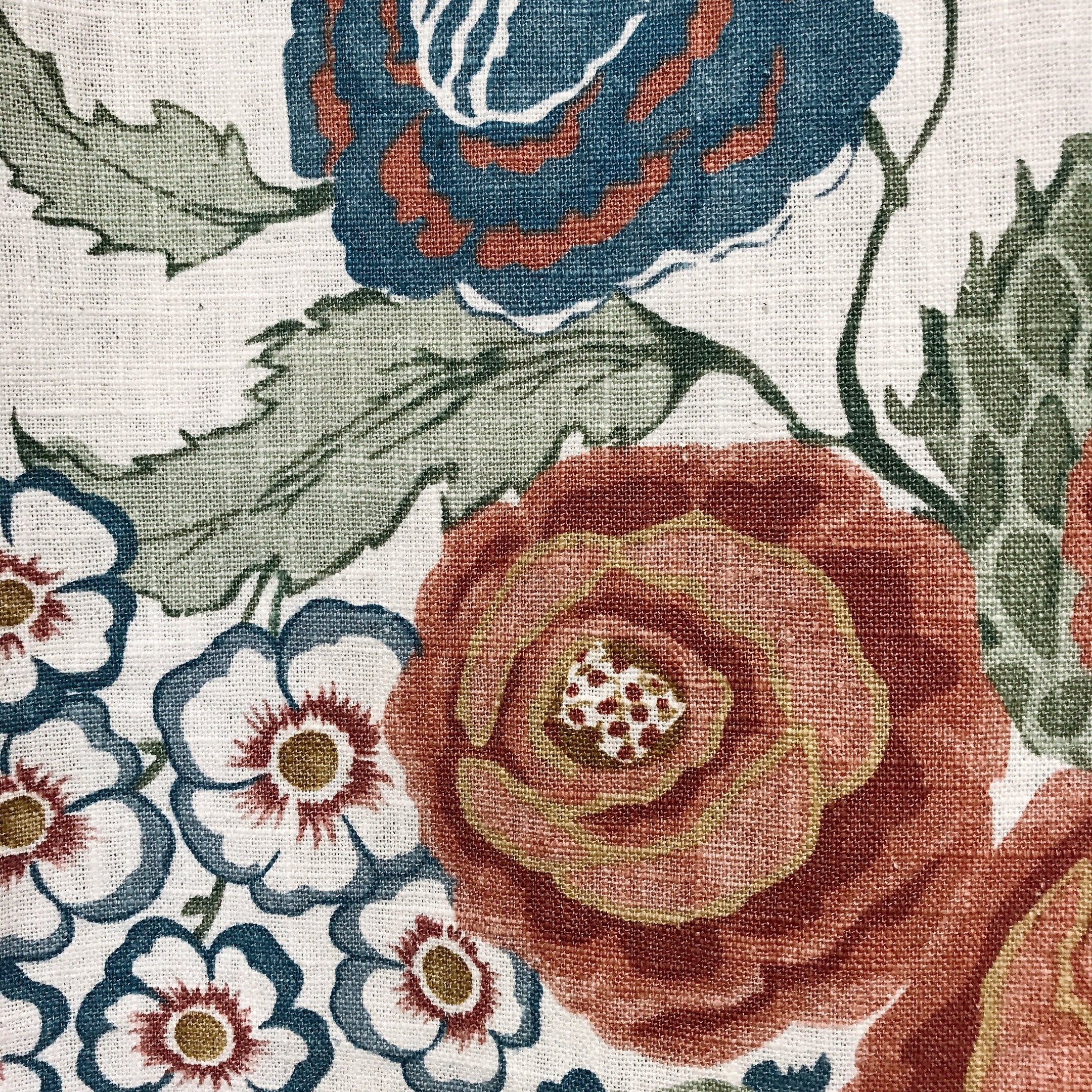 Large Peony and Butterfly Print Curtain on Ivory
