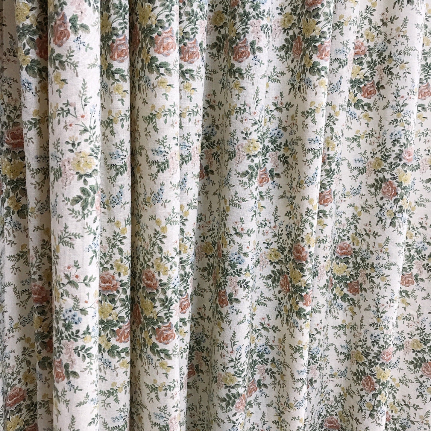 Toned Down Pink Floral Curtain on Natural Beige