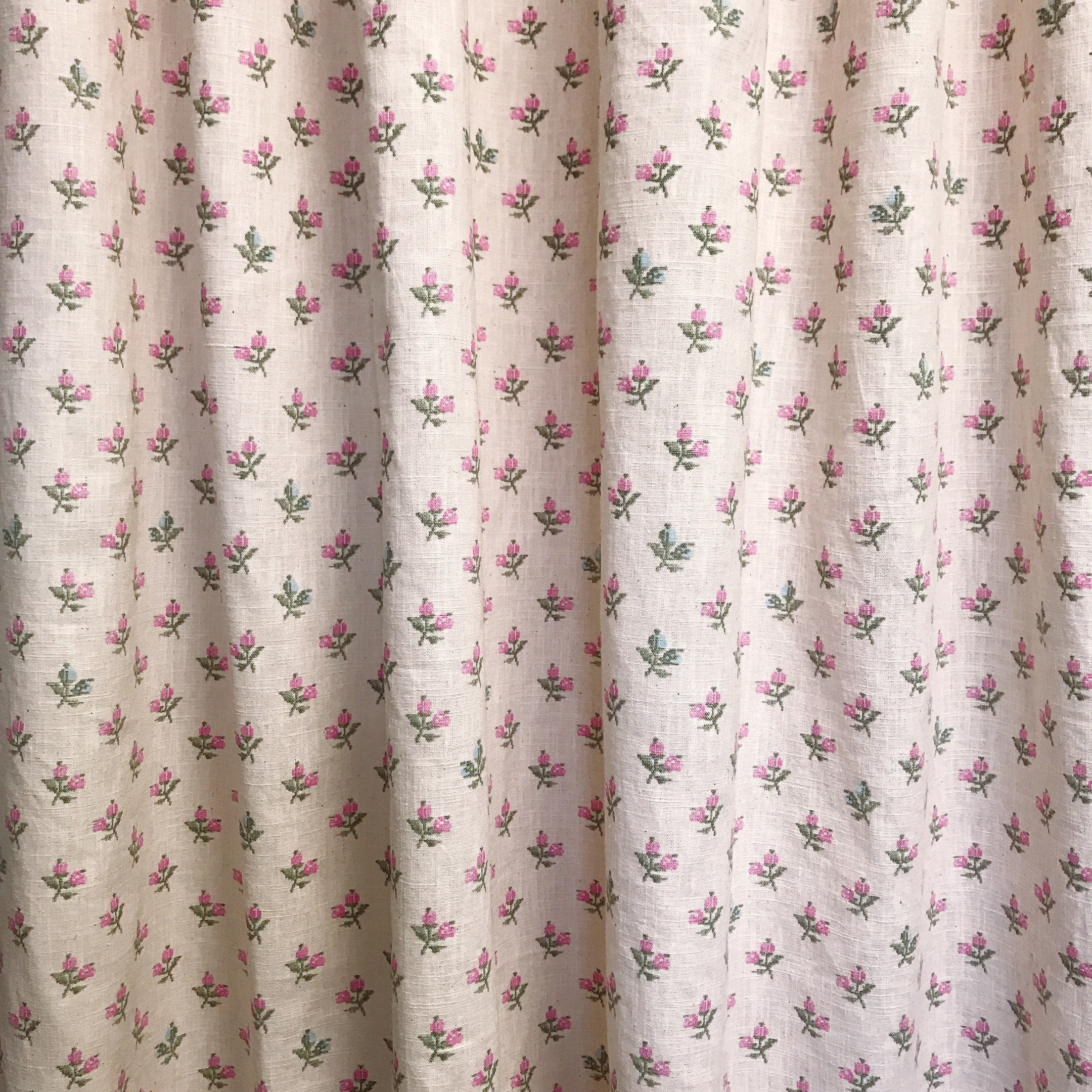 Fuchsia Pink Floral Curtain on Pale Pink
