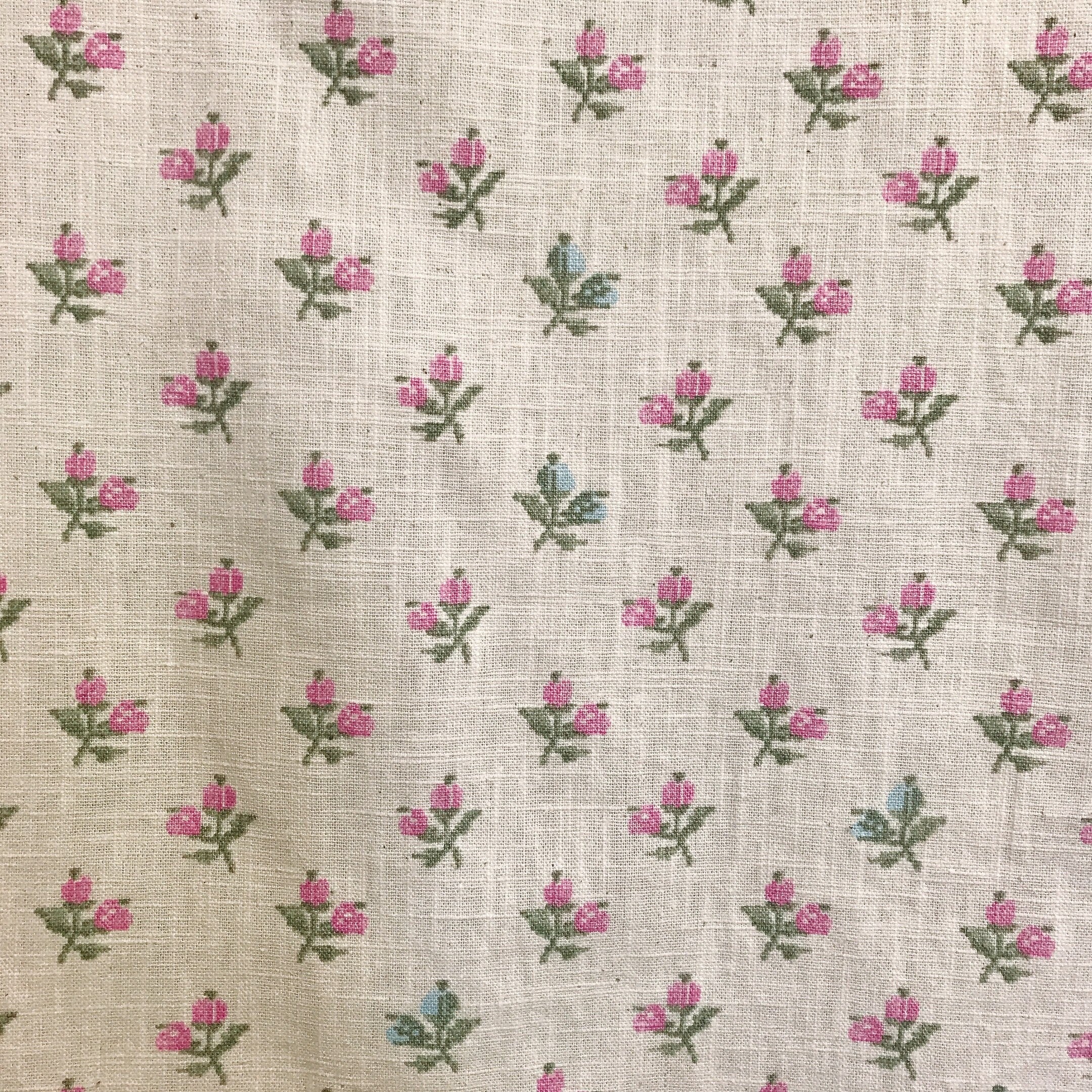 Fuchsia Pink Floral Curtain on Pale Pink