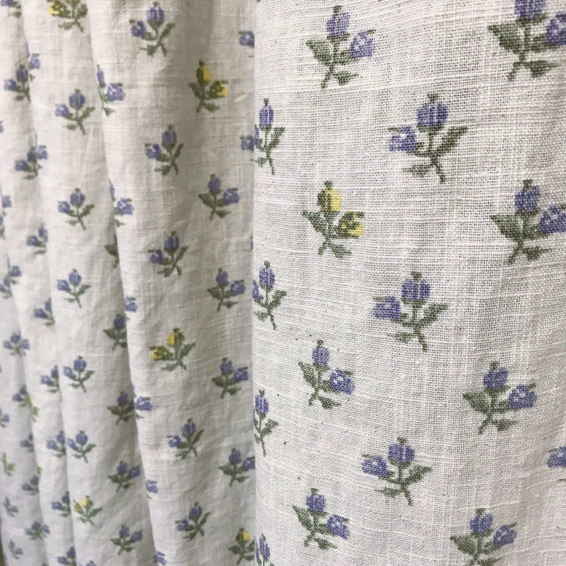 Purple Floral Curtain on Off White