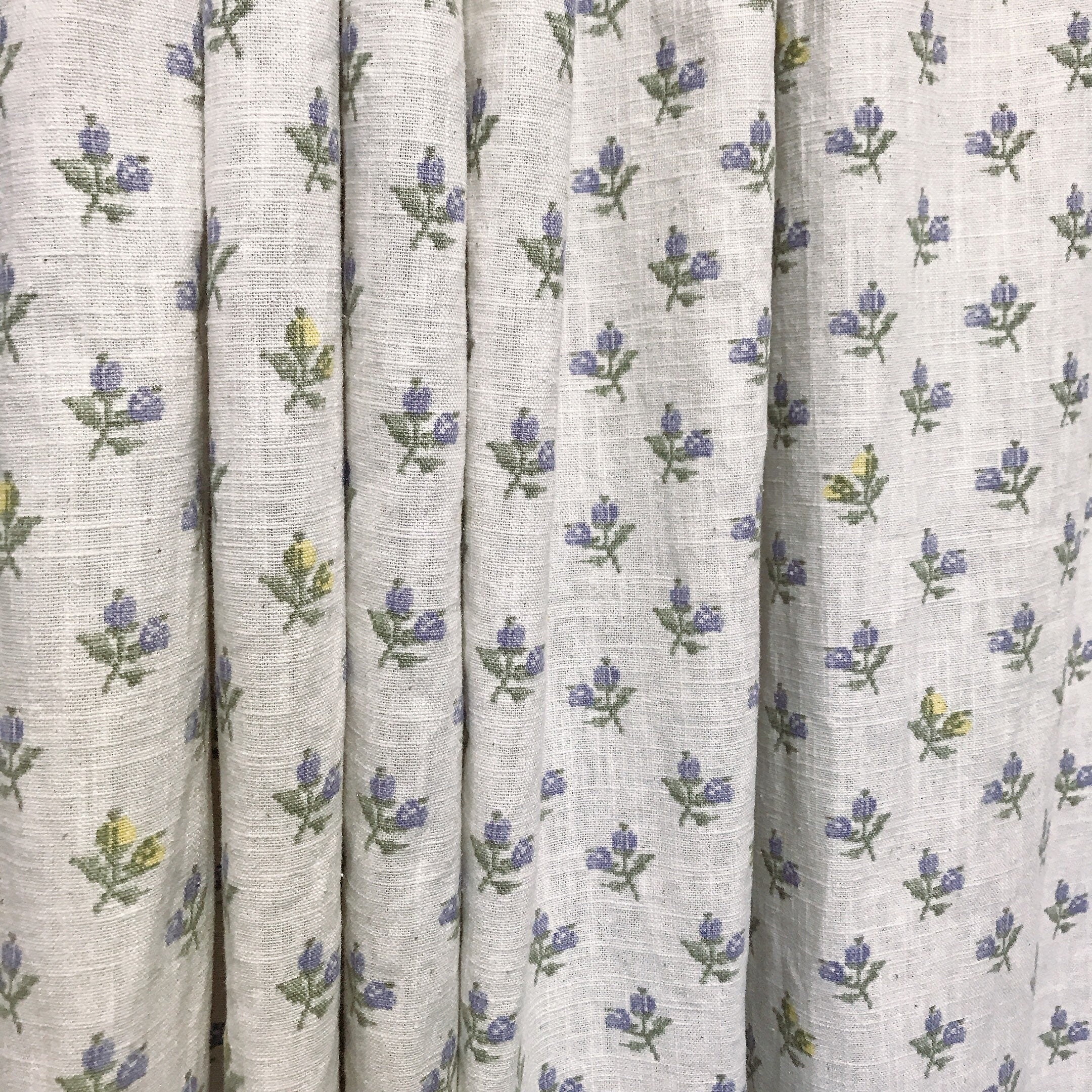 Purple Floral Curtain on Off White