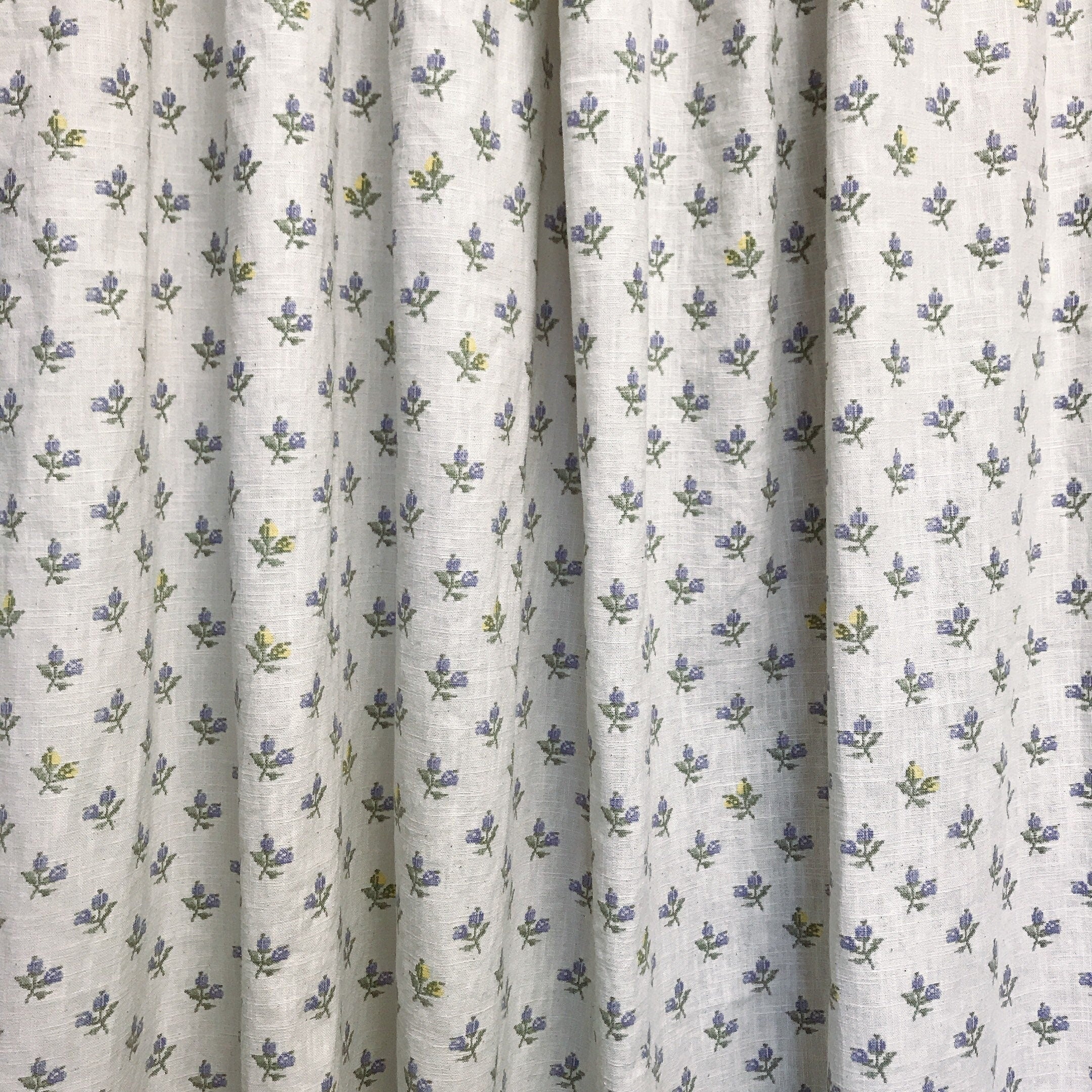 Purple Floral Curtain on Off White