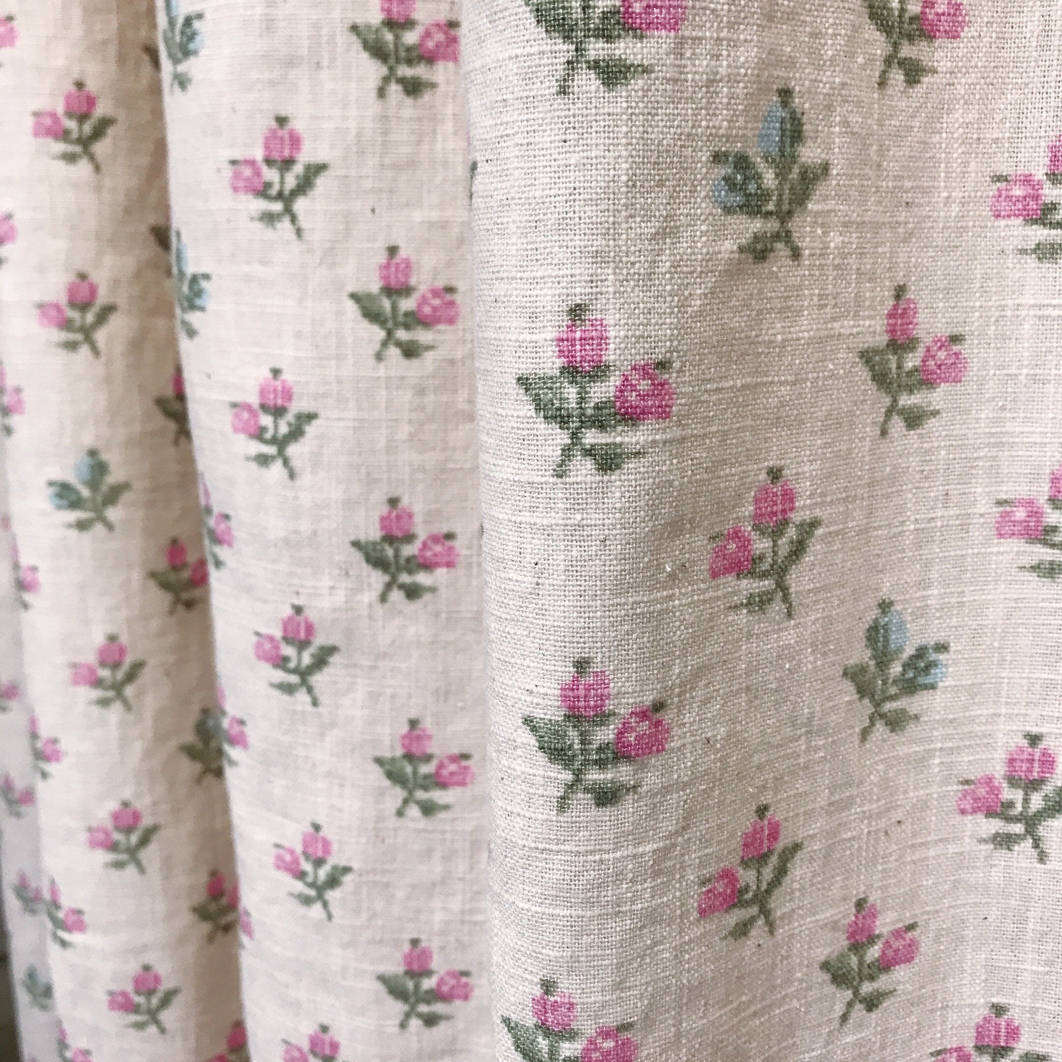 Fuchsia Pink Floral Curtain on Pale Pink