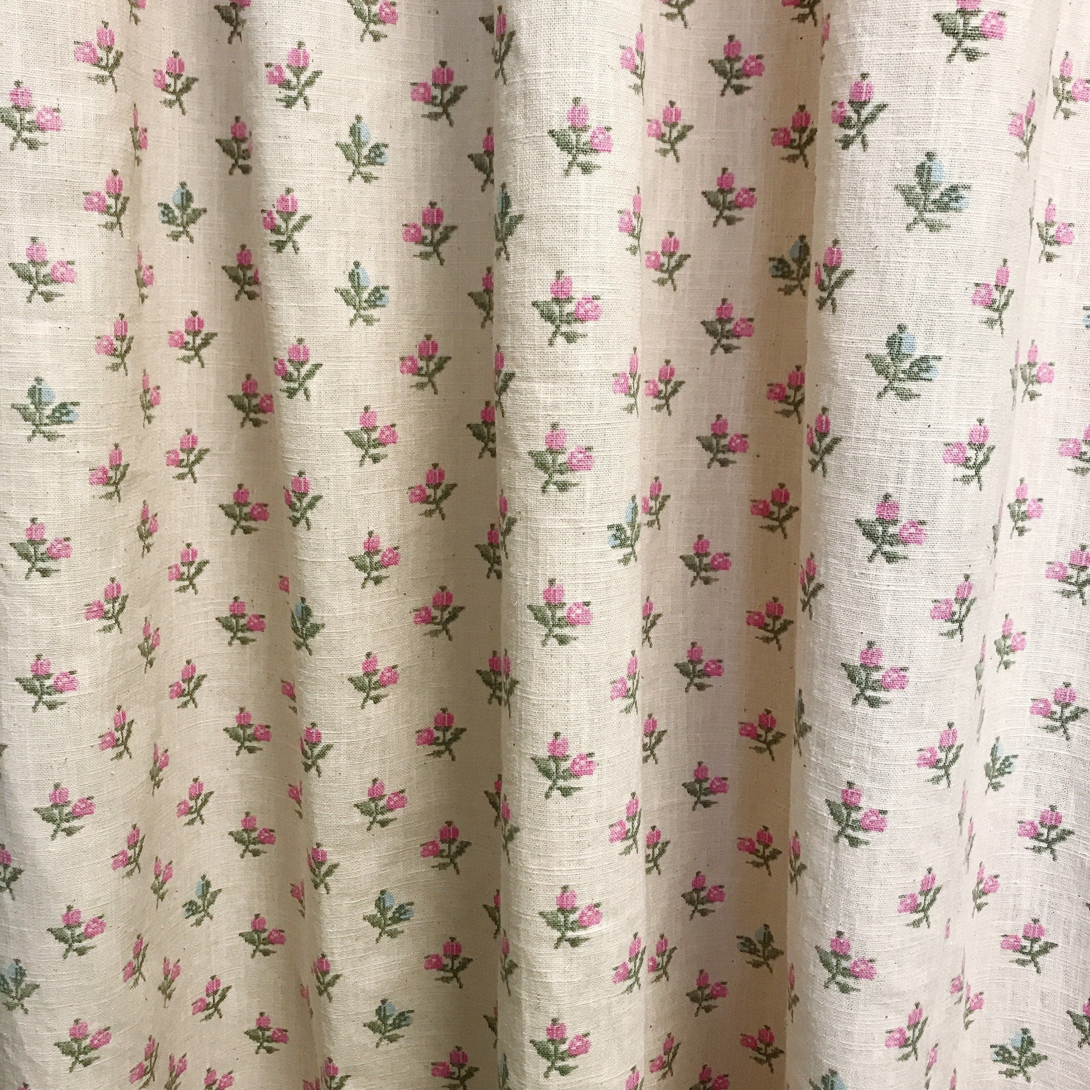 Fuchsia Pink Floral Curtain on Pale Pink