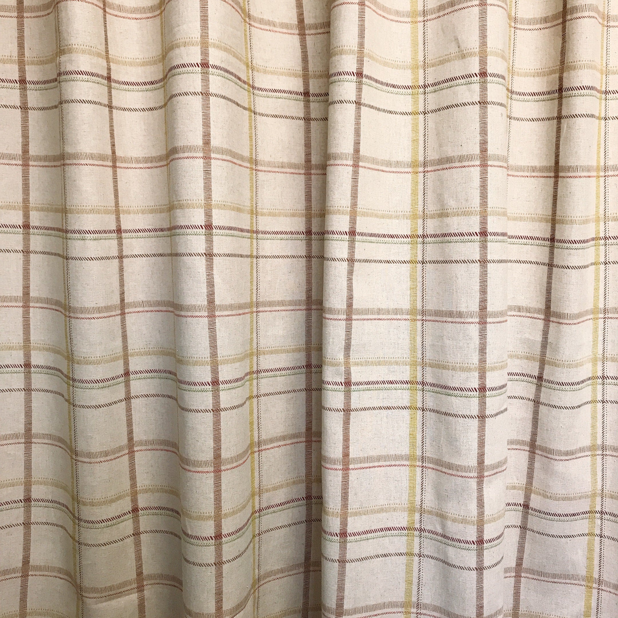 Brown Diagonal Plaid Curtain on Natural Beige