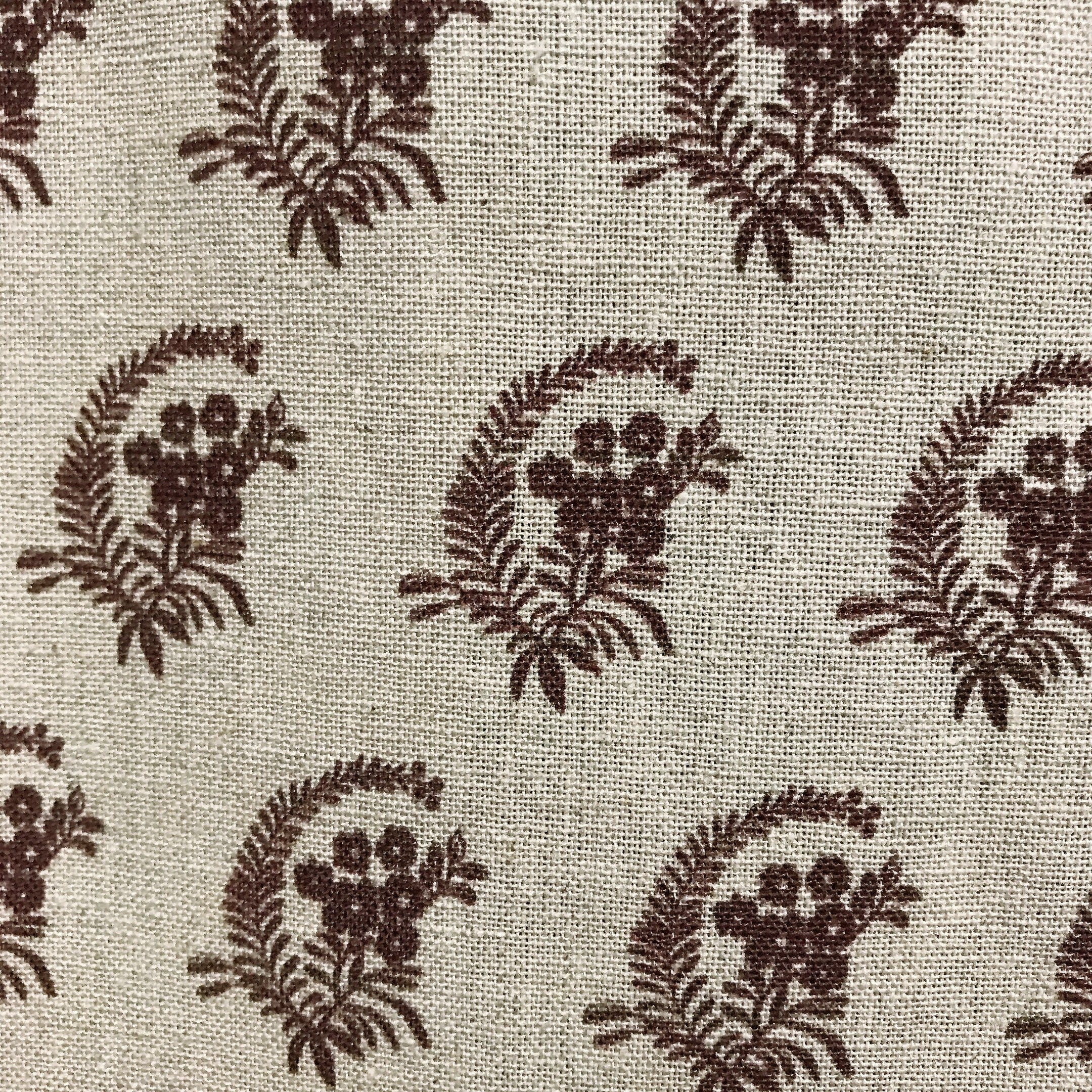 Brown Leafy Floral Curtain on Natural Beige