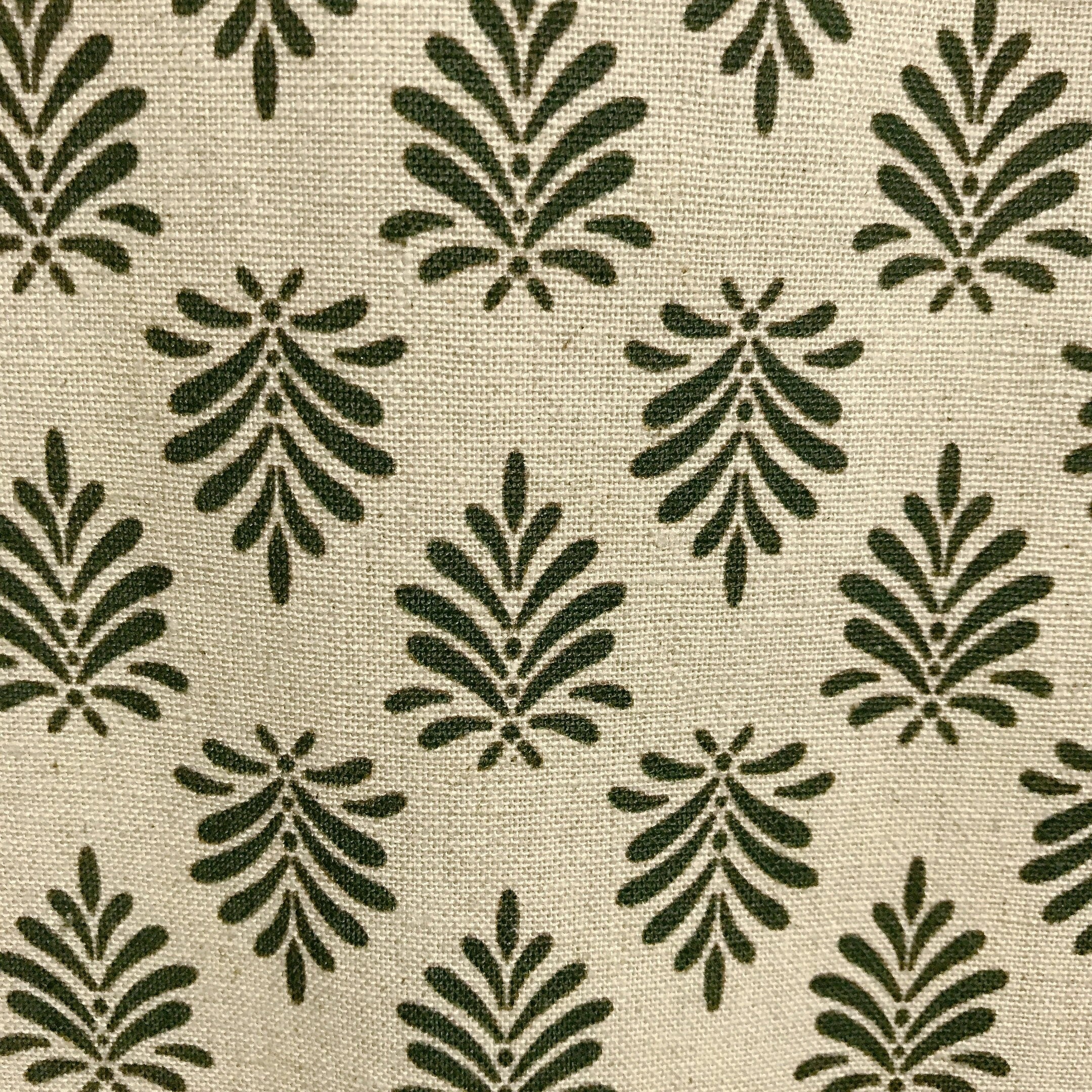 Deep Green Leaf Curtain on Natural Beige