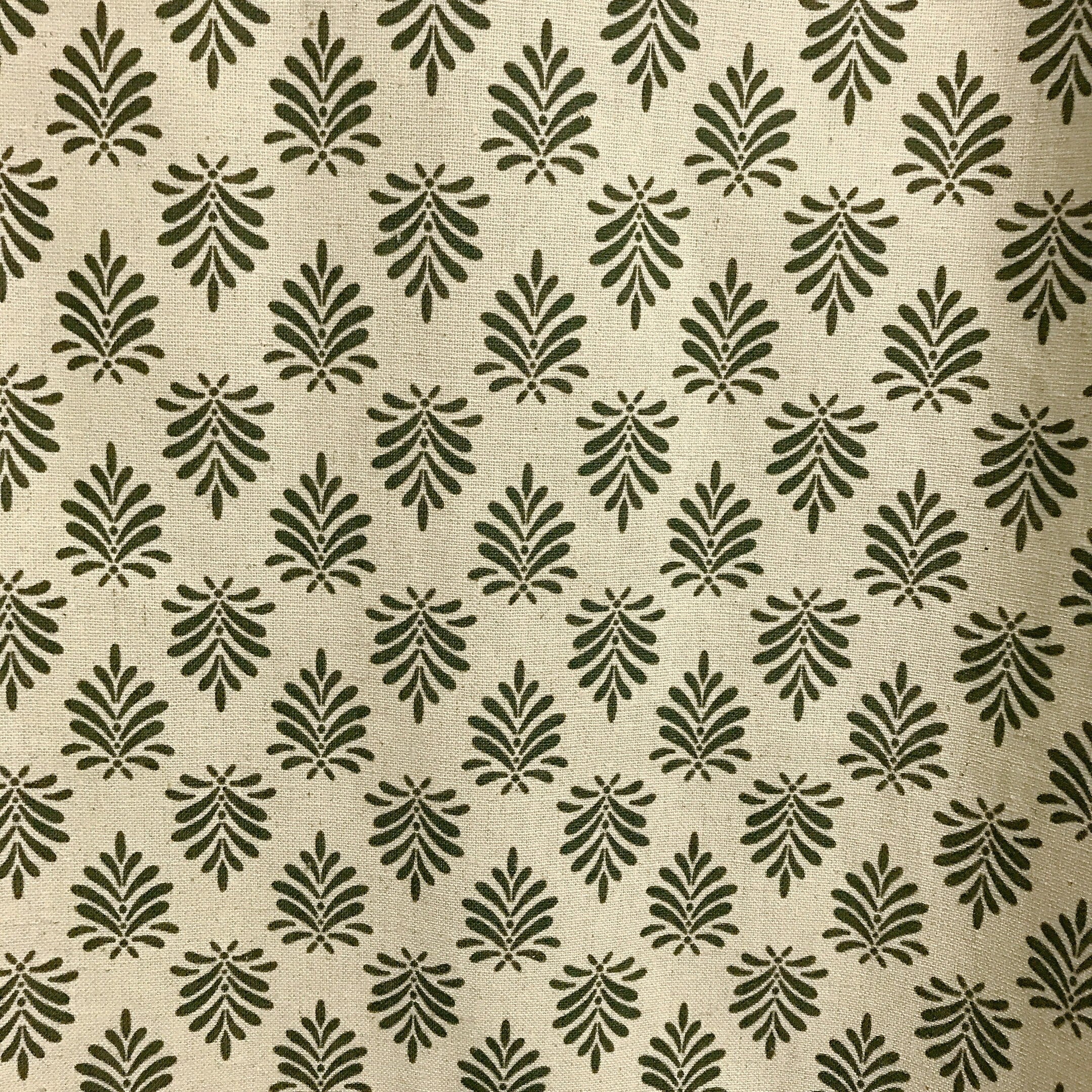 Deep Green Leaf Curtain on Natural Beige