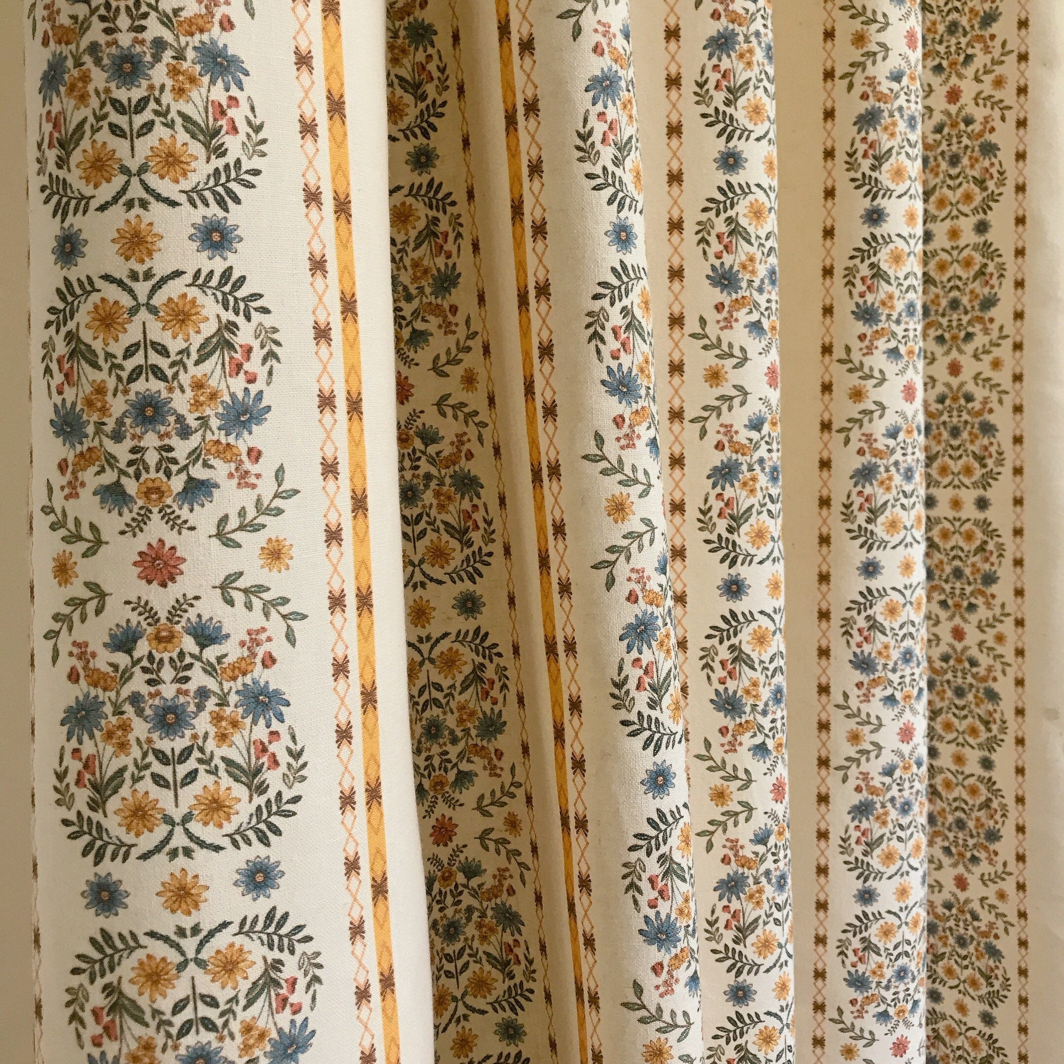 Bouquet Stripe Curtain on Natural Beige