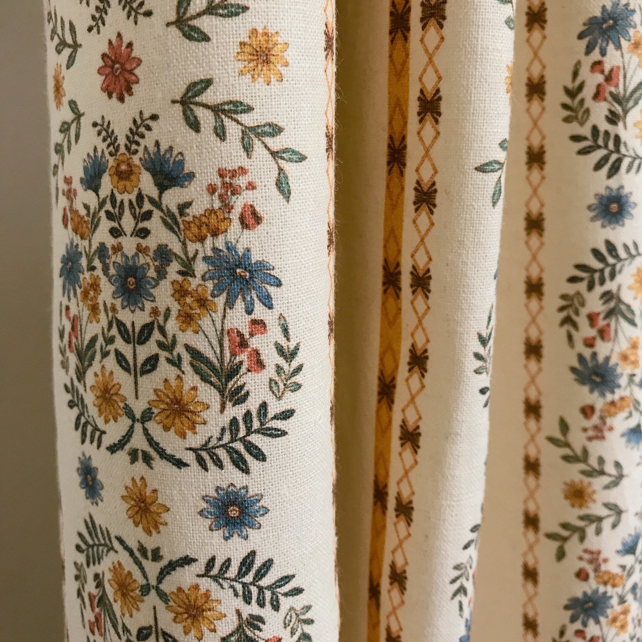 Bouquet Stripe Curtain on Natural Beige