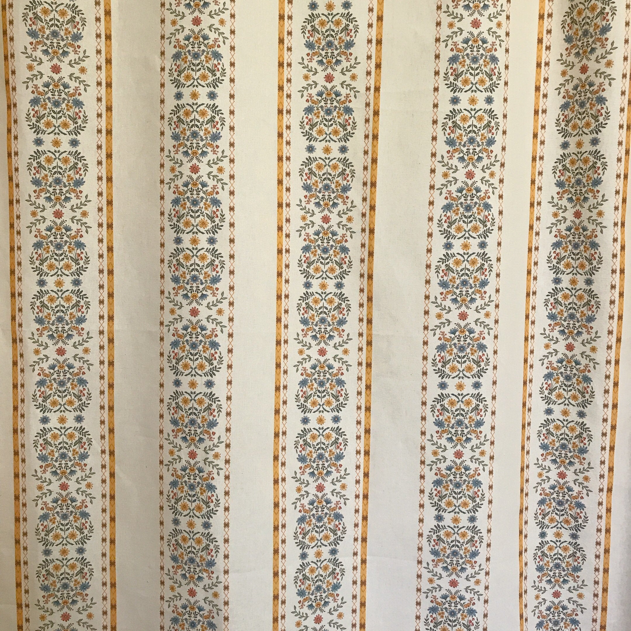 Bouquet Stripe Curtain on Natural Beige