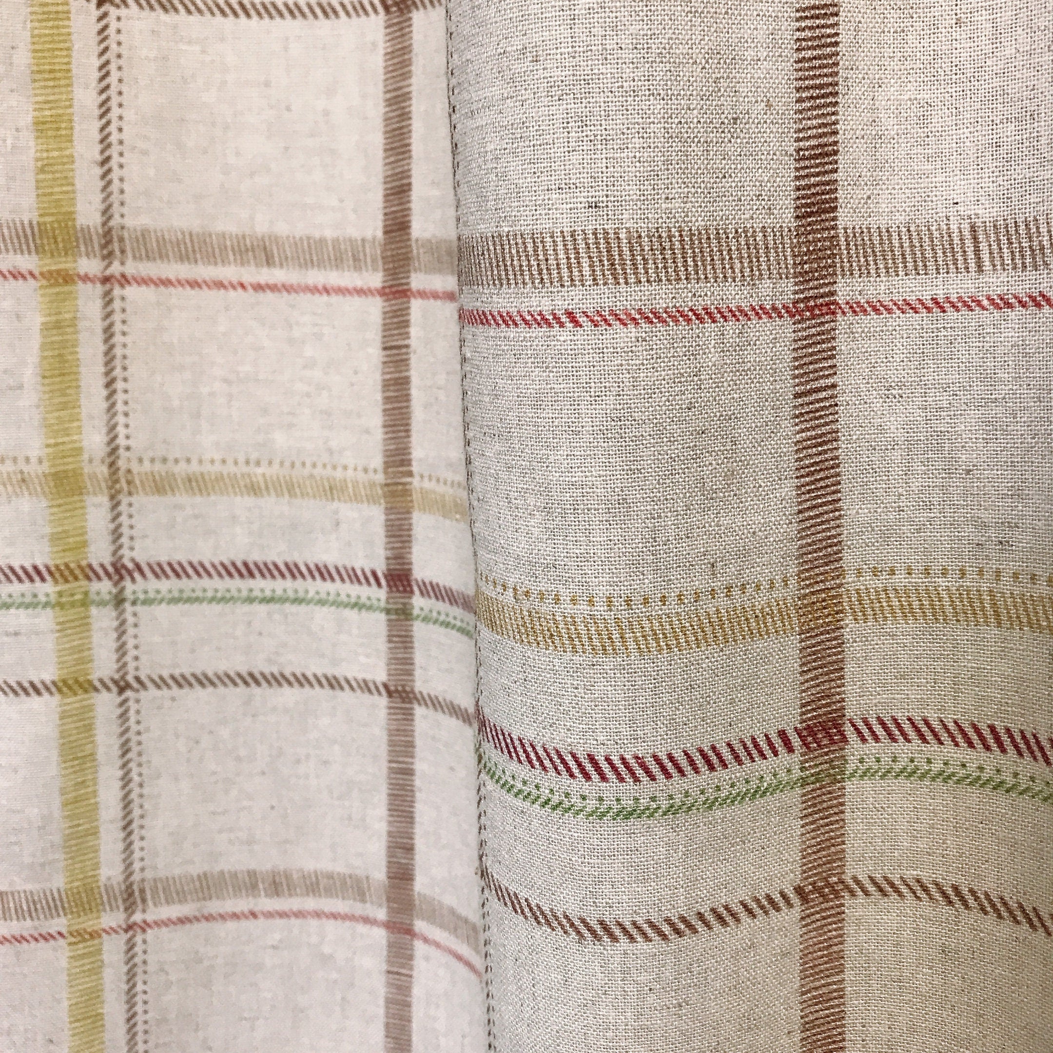 Brown Diagonal Plaid Curtain on Natural Beige