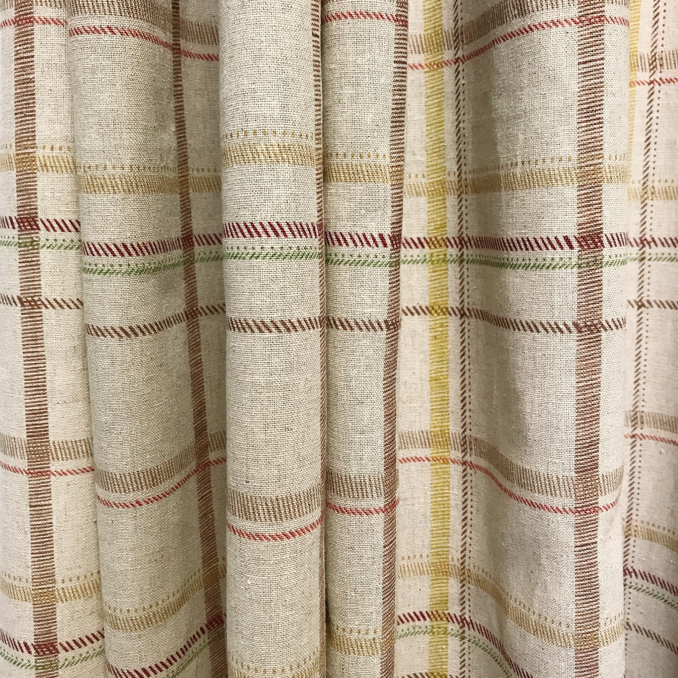 Brown Diagonal Plaid Curtain on Natural Beige