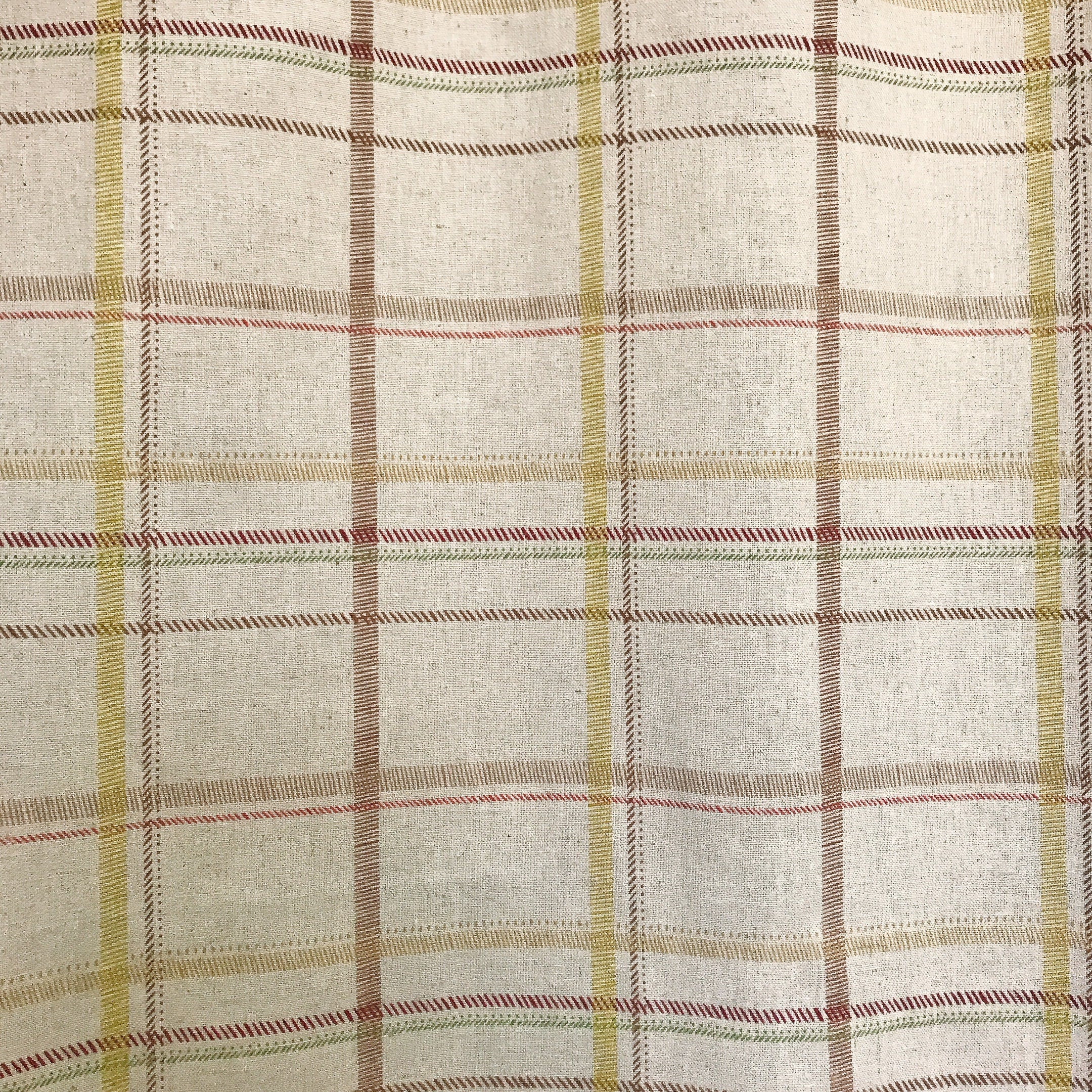 Brown Diagonal Plaid Curtain on Natural Beige