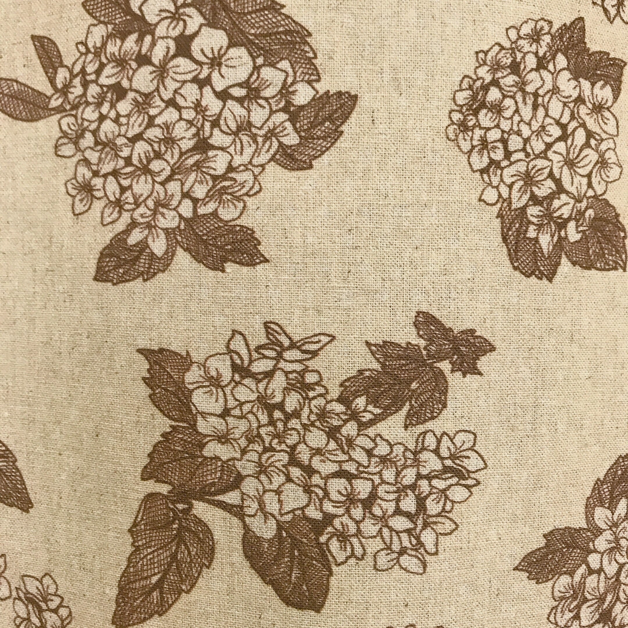 Brown Hydrangea Floral Curtain on Natural Beige