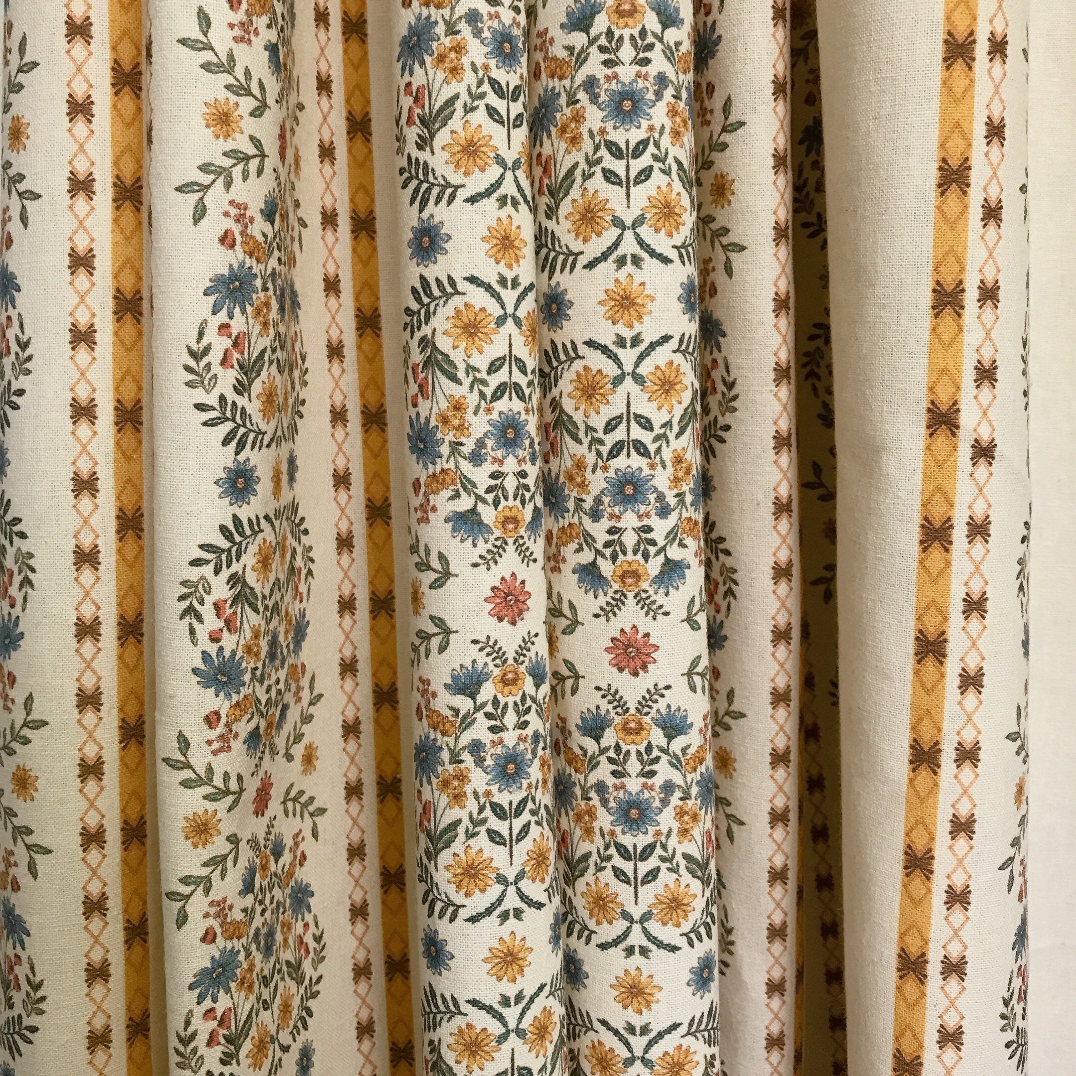 Bouquet Stripe Curtain on Natural Beige