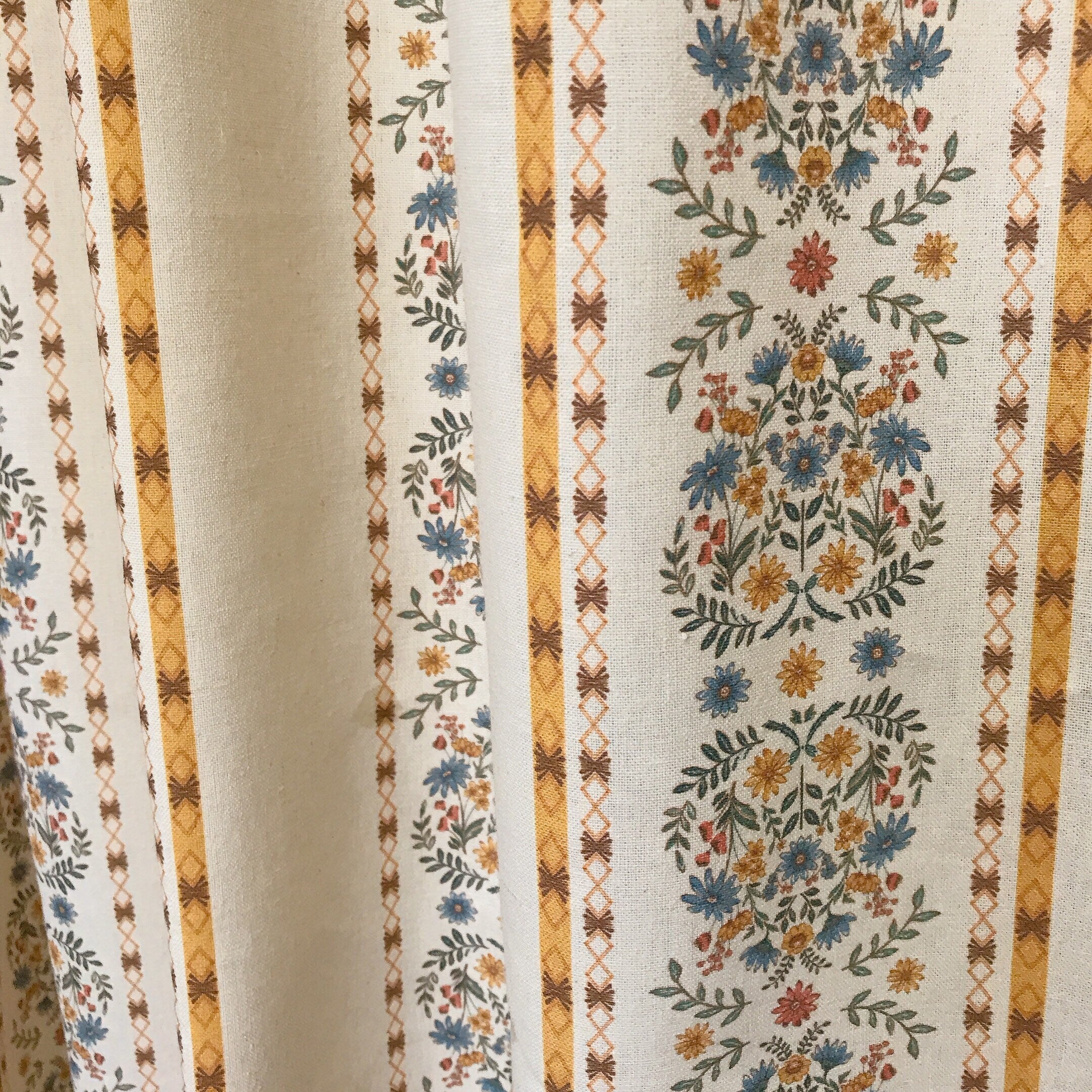 Bouquet Stripe Curtain on Natural Beige