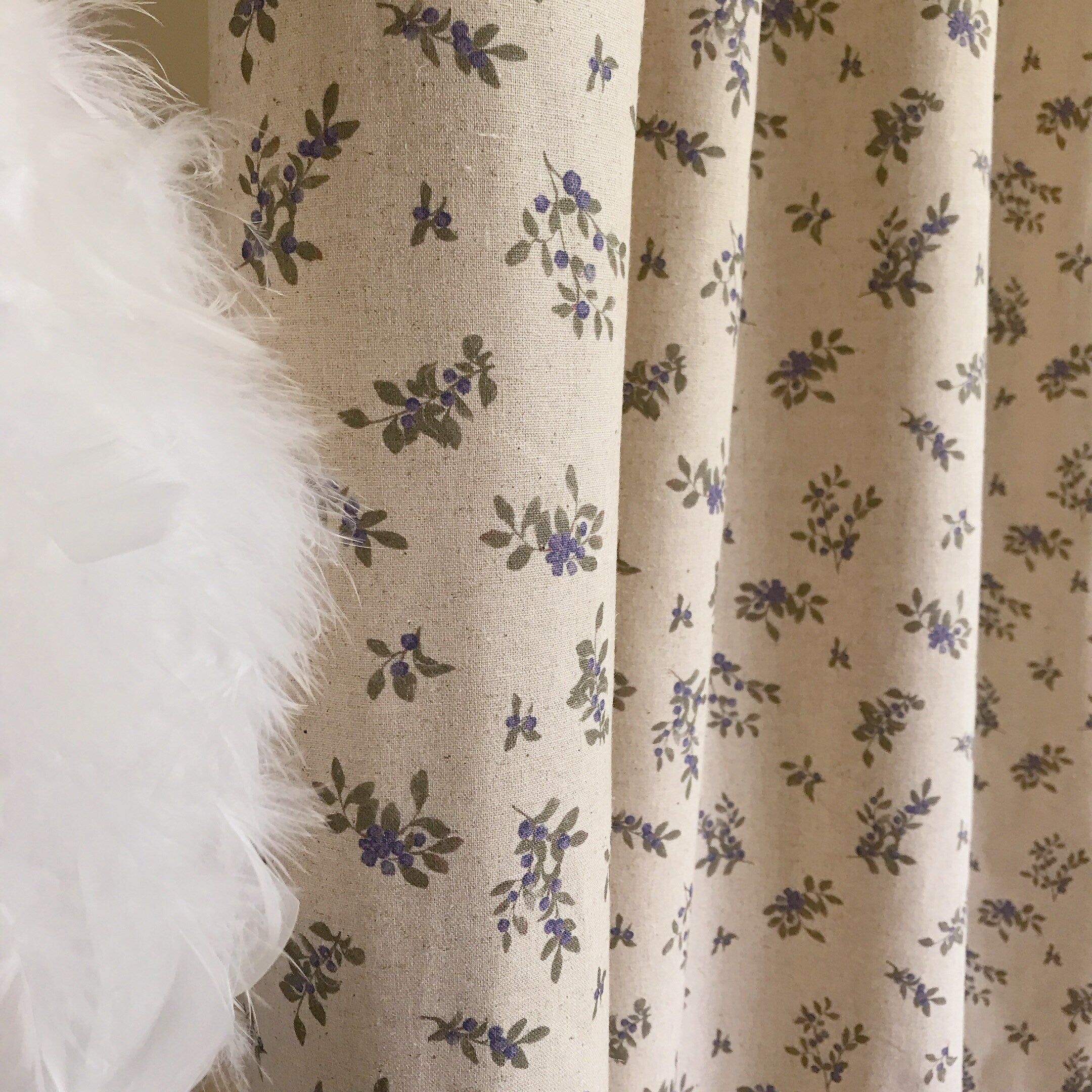 Blue Berry Curtain on Natural Beige